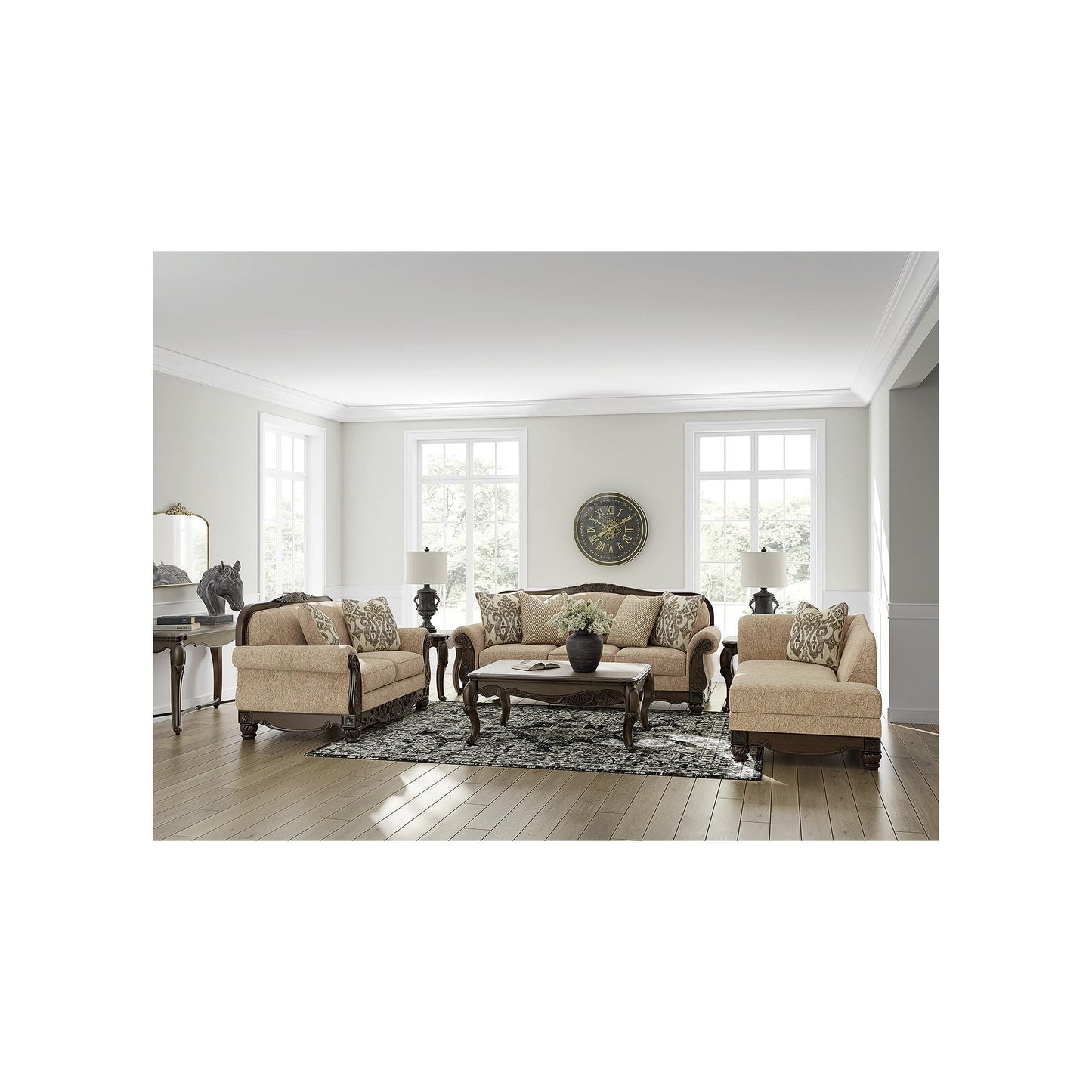 Signature Design by Ashley Havenworth Classic Anti Sag Right-Arm Facing Corner Chaise with Reversible Seat Cushion and 1 Accent Pillows, Beige & Dark Brown