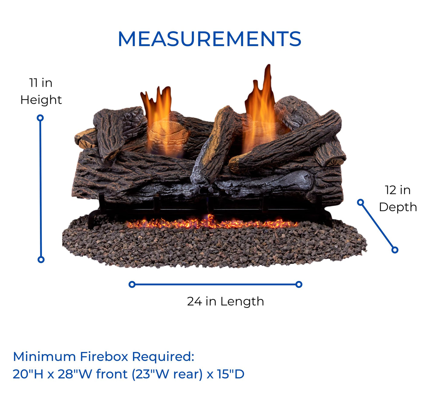 Duluth Forge Ventless Liquid Propane Gas Log Set - 24 in. Stacked Oak, 33,000 BTU, T-Stat Control - Model# DLS-L24T-2