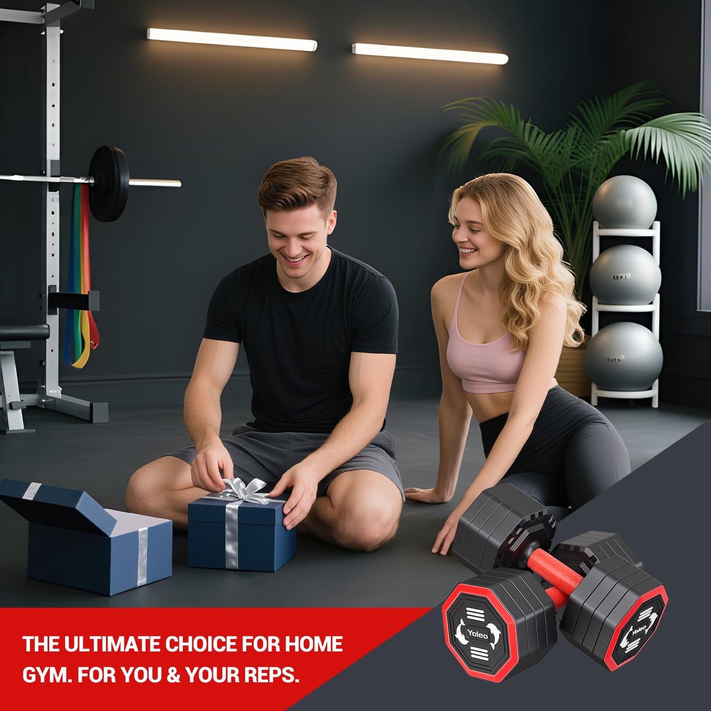 YOLEO Commercial Adjustable Weight Bench - MAX 2300LBS Heavy Duty Workout Bench for Home Gym, Decline/Flat/Incline Bench Press 2.4" Thick Pad (6-Step Assembly) (Weight Bench + 2 Dumbbells)