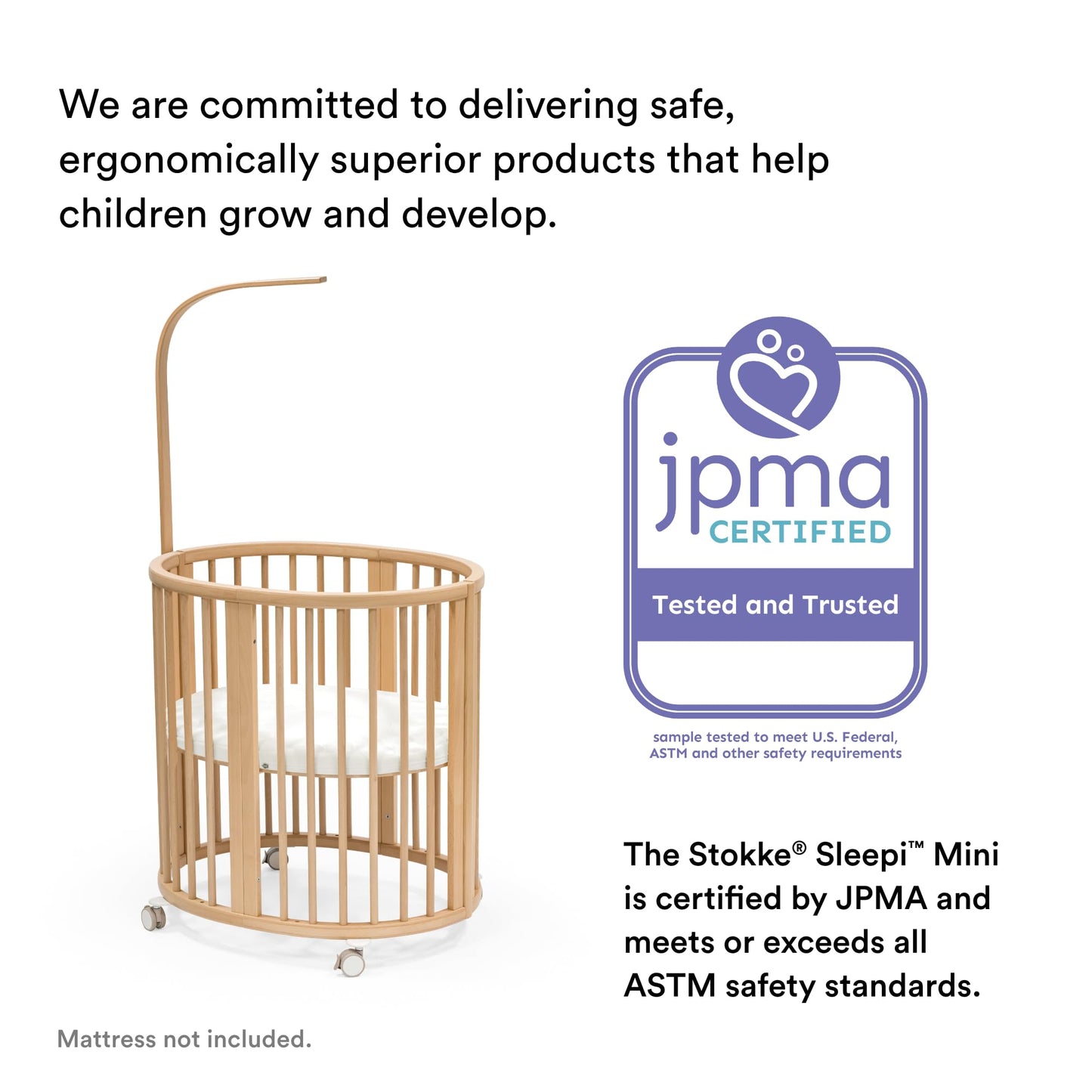Stokke Sleepi Mini Bundle V3, White - Includes Sleepi Mini V3, Mattress & Drape Rod - Suitable for Ages 0-6 Months - Adjustable & Stylish