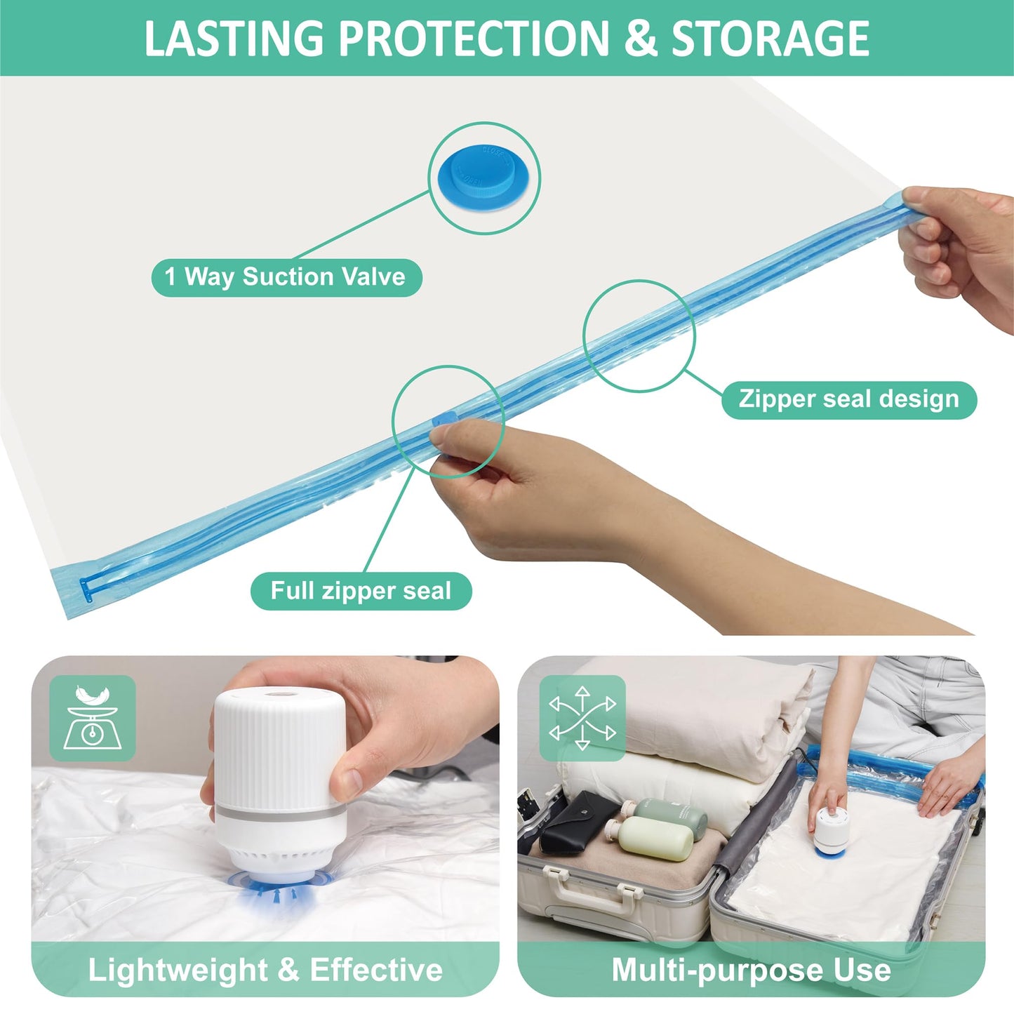 Cozy Essential 20 Pack Vacuum Storage Bags with Electric Pump, Vacuum Seal Bags for Clothing, Pillows, Blanket Bedding Comforters