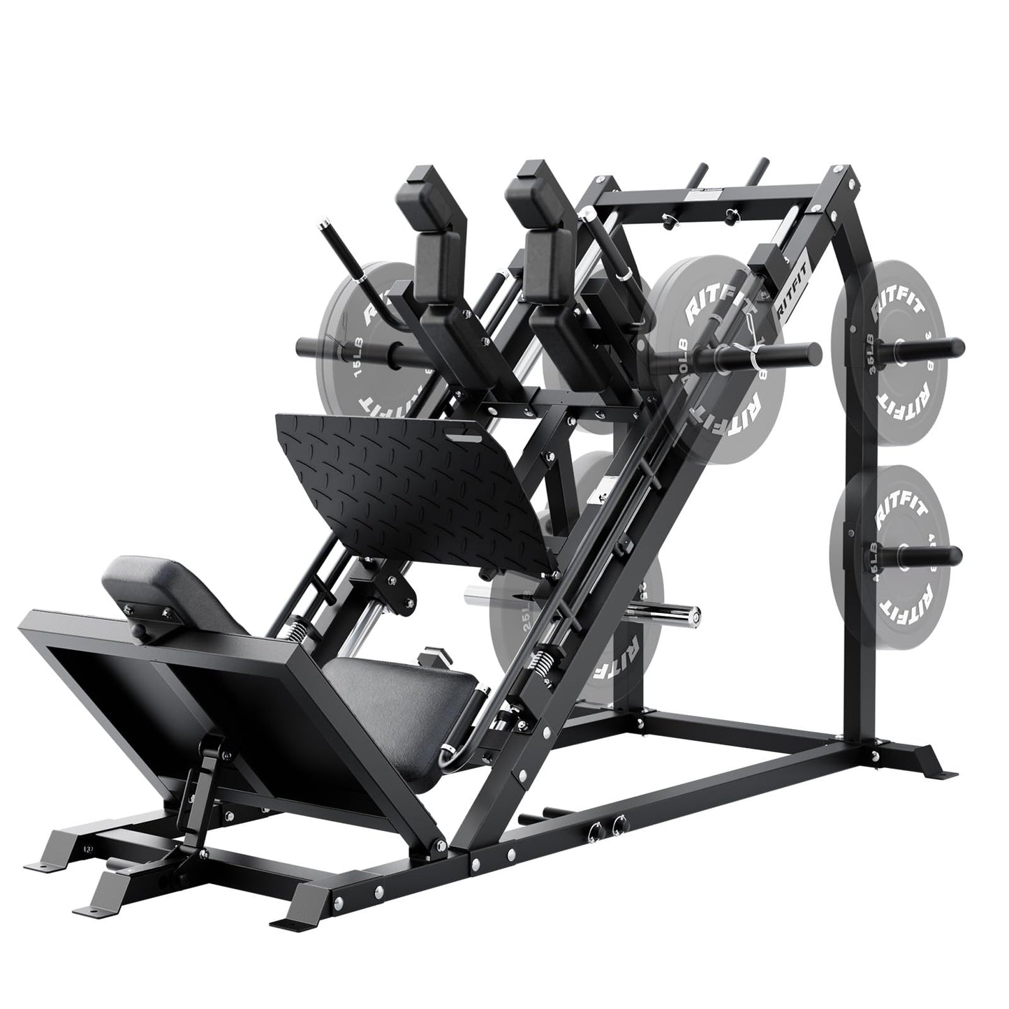 RitFit Gazelle Pro 3 in 1 Leg Press and Hack Squat Machine - High-Tensile Steel Leg Press Machine, 2000lbs Capacity, Adjustable Angles with Weight Storage (Black)