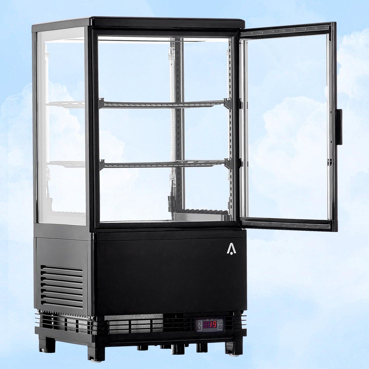 2.1 Cu.FT Refrigerator Display Case Commercial, Commercial Single-Door Display Fridge with Interior LED Lighting, Double-Layered Glass Commercial Countertop Bakery Display Refrigerator, Display Case