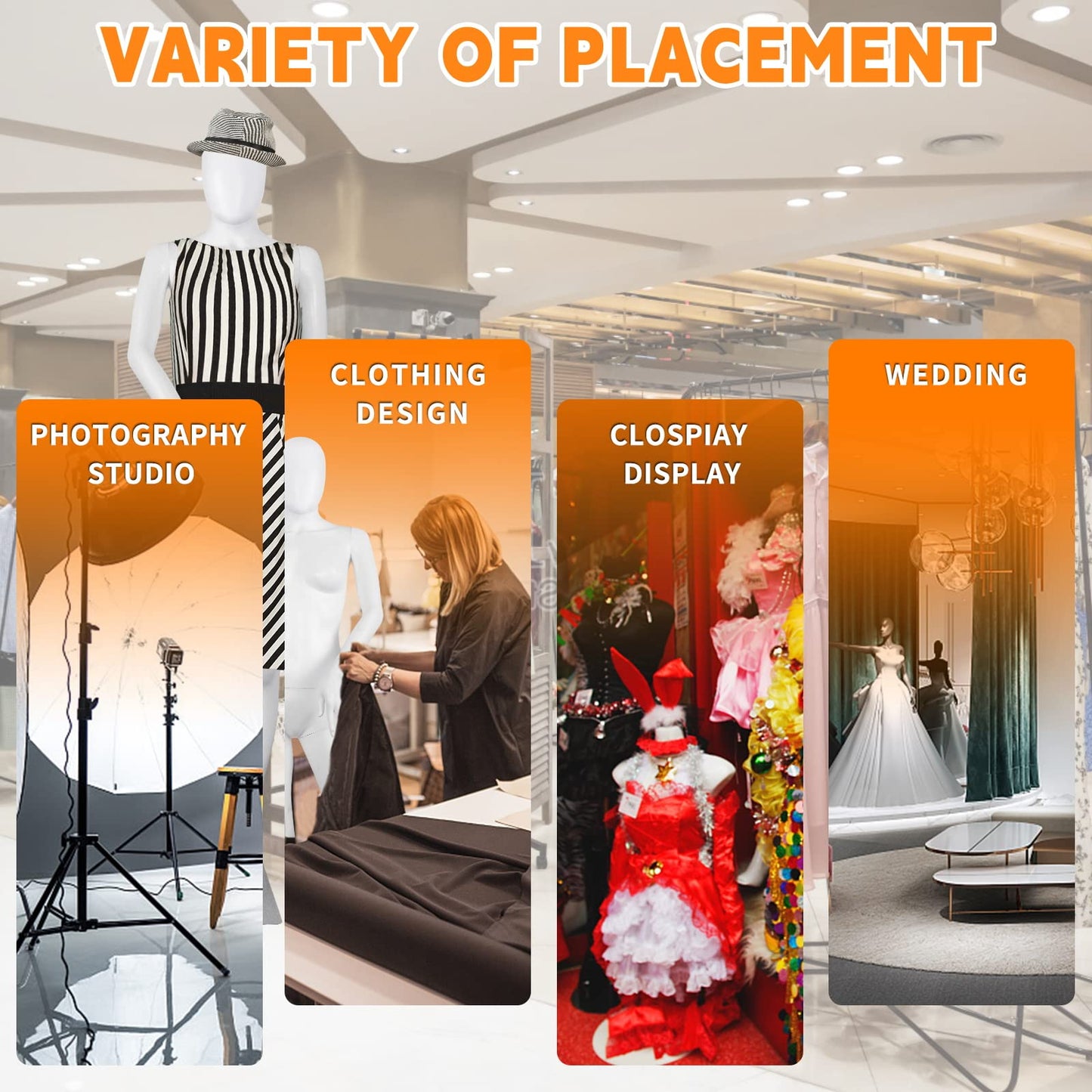 Kids Dress Form Child Mannequin Full Body Sewing Manikin 43.3 Inch Poseable Mannequins with Stand Realistic Mannequins Display Head Dress Mannequin Clothing Form Metal Base Connector, White (Female