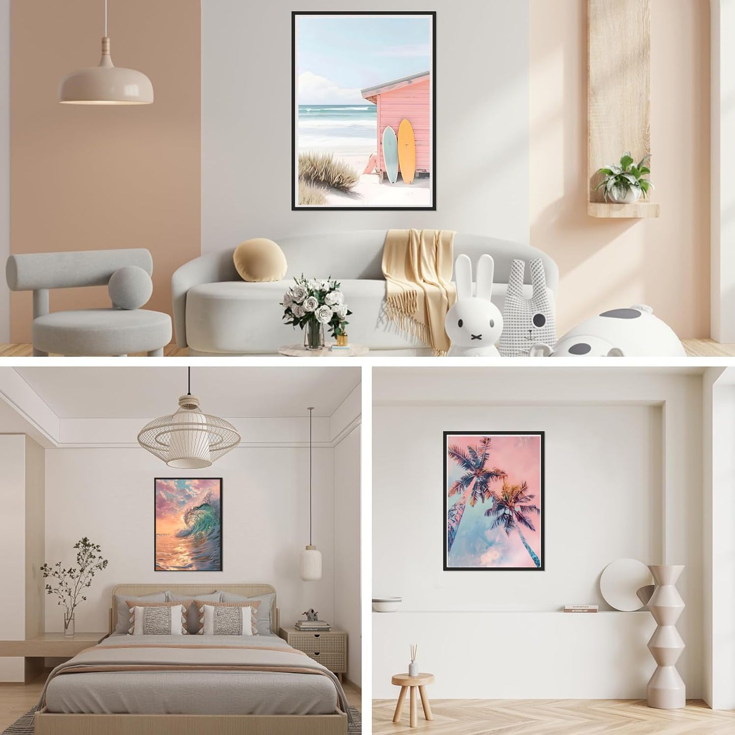 WUDWL 3 Pack Diamond Art Kits for Adults Beginner, DIY Beach Painting Diamond Painting Kits 5D Diamond Dots Gem Art Crafts with Tools,Round Full Drill Funny Crafts for Home Wall Decor&Gift-12x16in