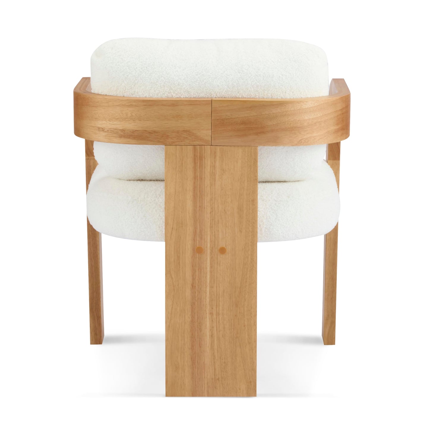 Christopher Knight Home Yorick Modern Boucle Dining Chair Set of 2 with Cushion, Solid Wood Dining Room Armchair Set, Curved Backrest Kitchen Side Chair, Living Room Comfy Extra Seat, Natural+White