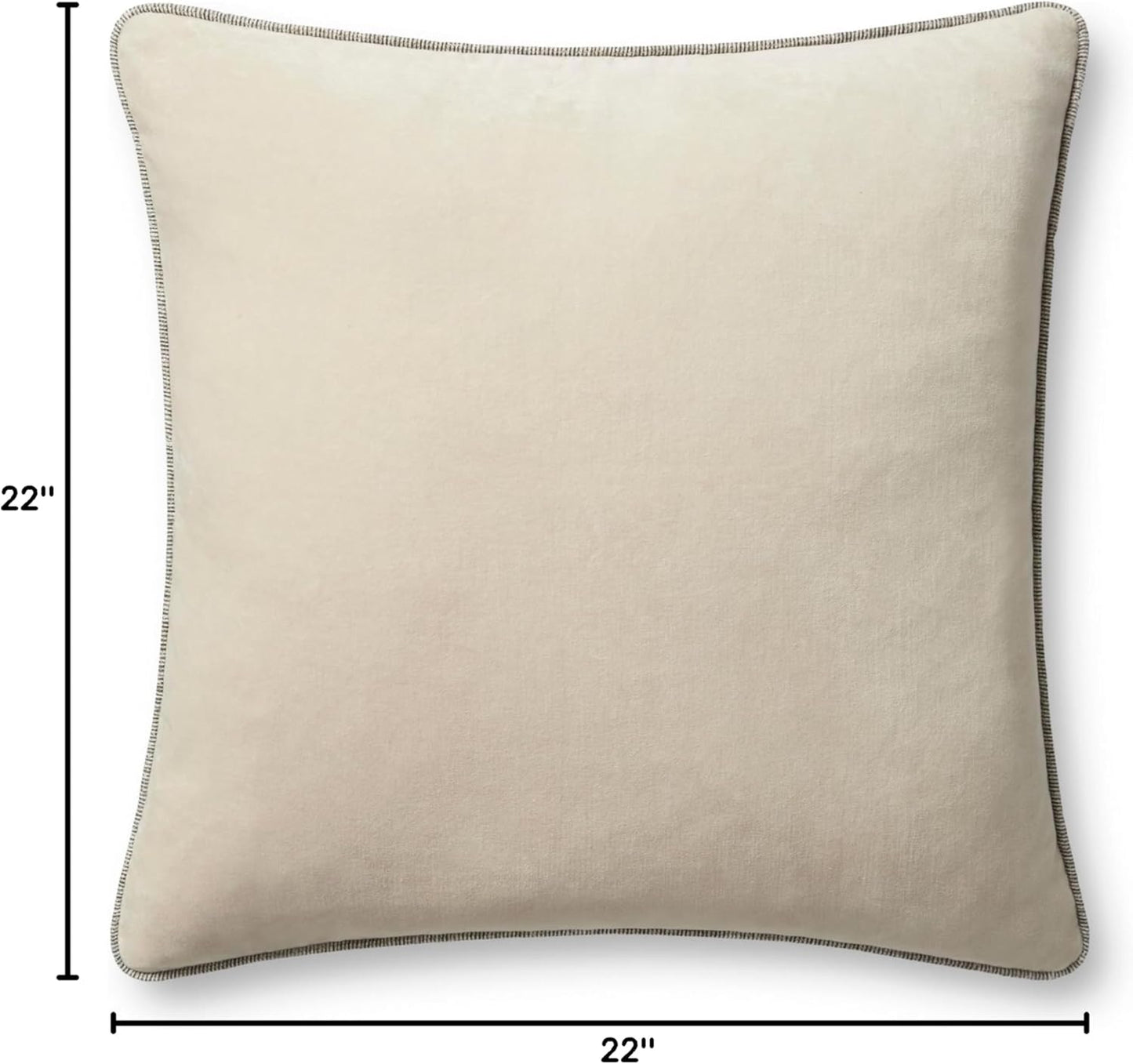 Loloi Liza Pillow Cover 22'' x 22'' with Poly, Ivory