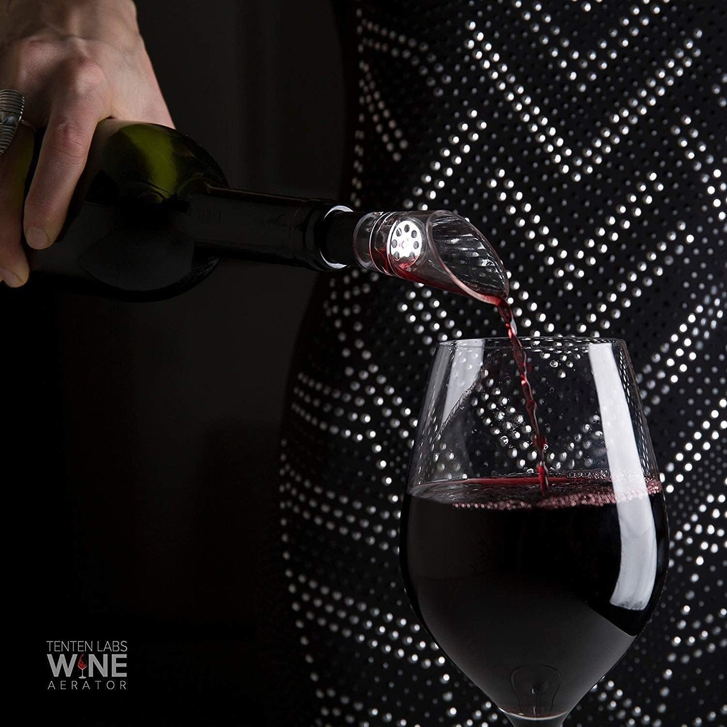 TenTen Labs Wine Aerator Pourer and Stopper (2-pack) - Wine Saver and Re-corker, Gift Box Included (Red)