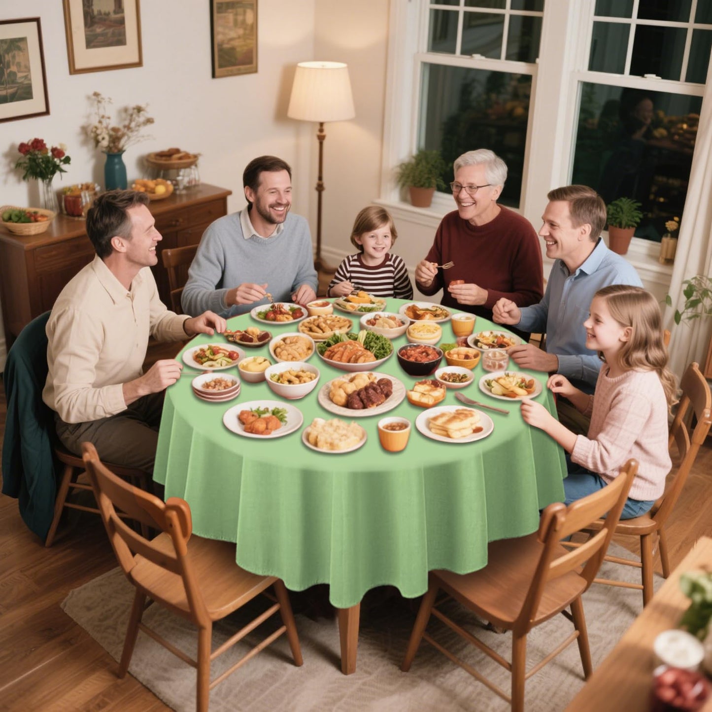 CXPSINC 8 Pack Premium Disposable Plastic Tablecloth 84" Round Table Cover for Birthdays Weddings Christmas Anniversary (Sage Green)