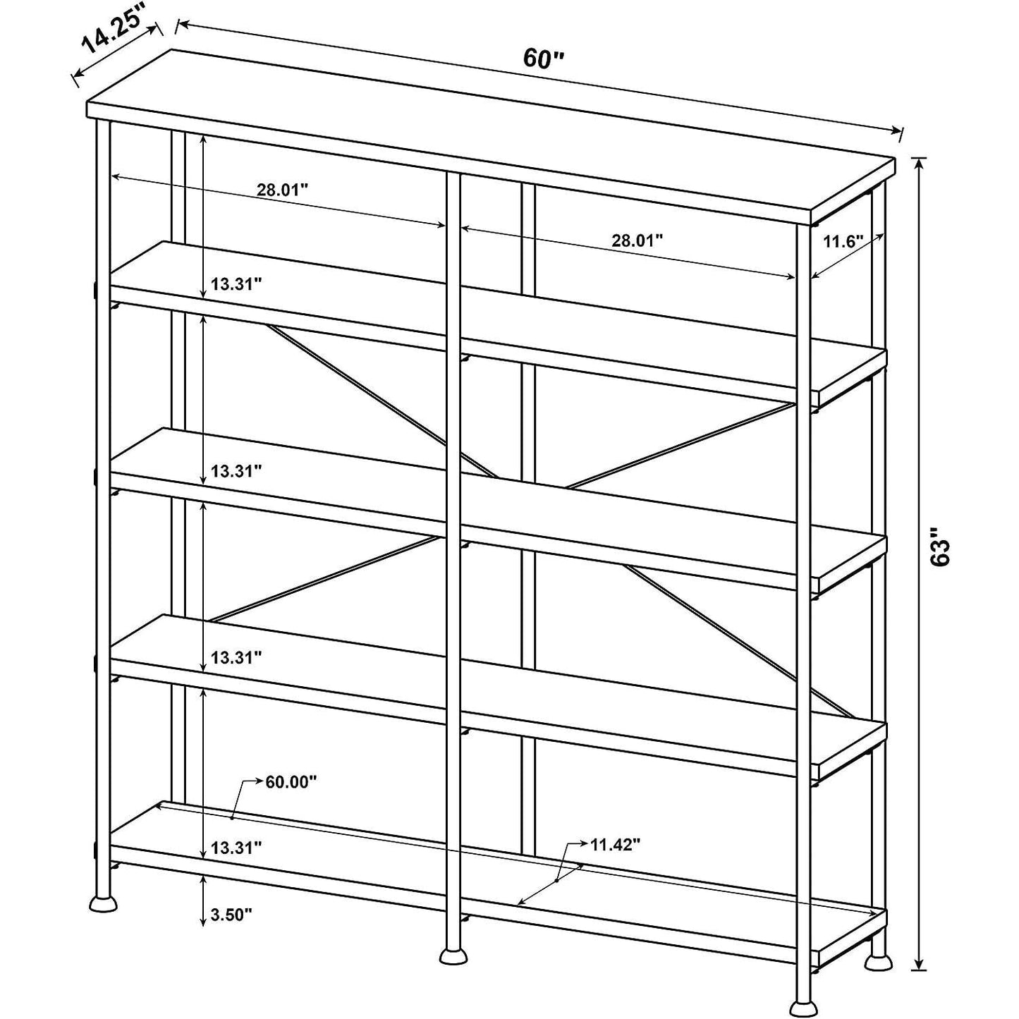 5-Tier Bookcase - Stylish Display Shelf for Home Decor & Books - Weathered Gray 4 Tier/Nutmeg & Black
