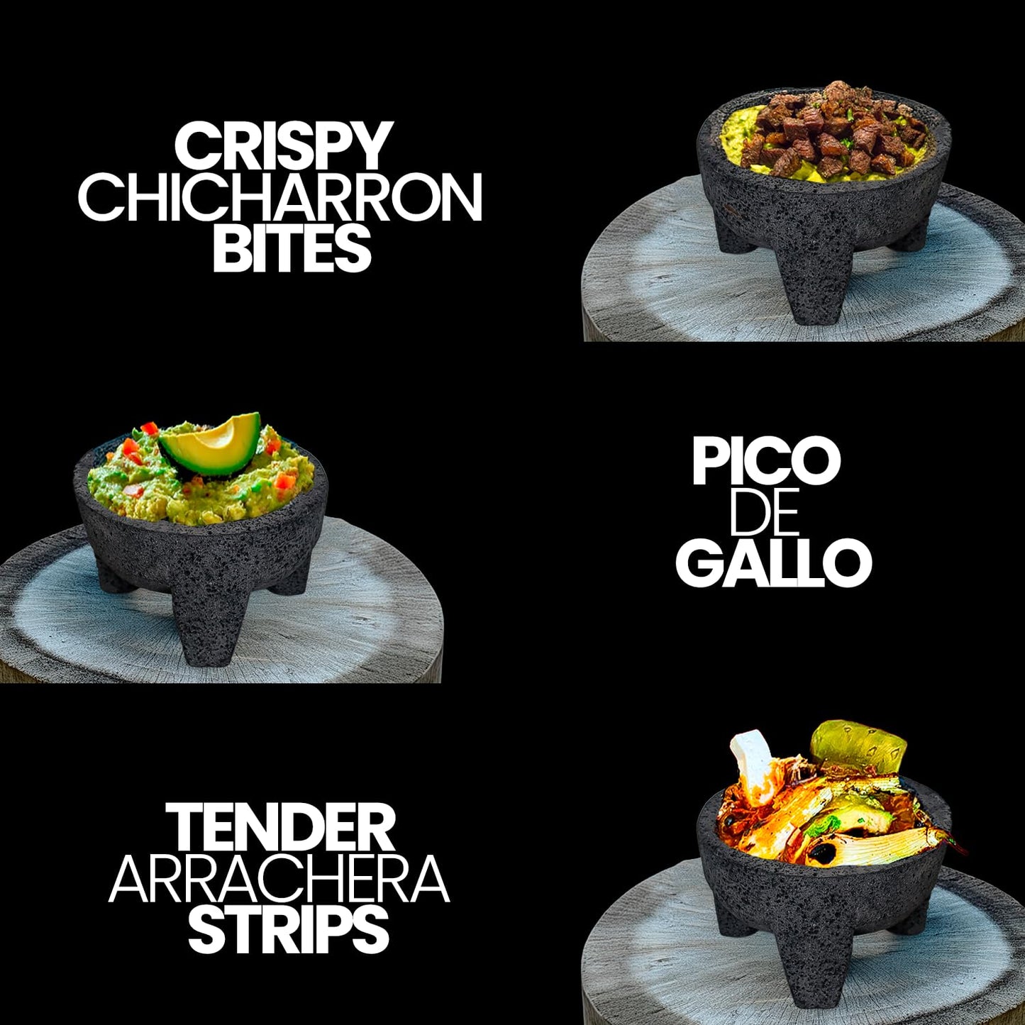The Original Molcajete Mexicano Volcanic Rock Handmade of Authentic Lava Rock in Mexico - Molcajete de Piedra volcanica - Molcajete Mortar Pestle Bowl - Volcanic Rock Guacamole Maker
