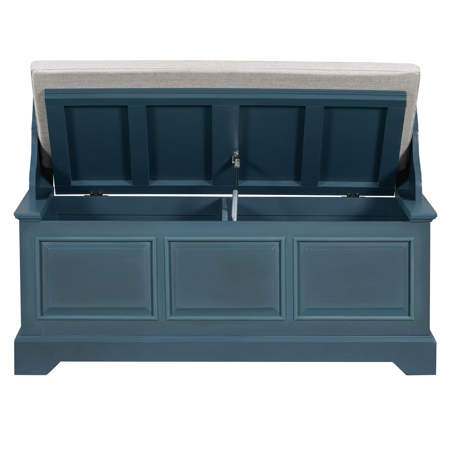 Merax 41.7" Retro Shoe Storage Bench with Safe Soft-Close Devices and Hidden Storage for Living Room and Entryway,Antique Navy