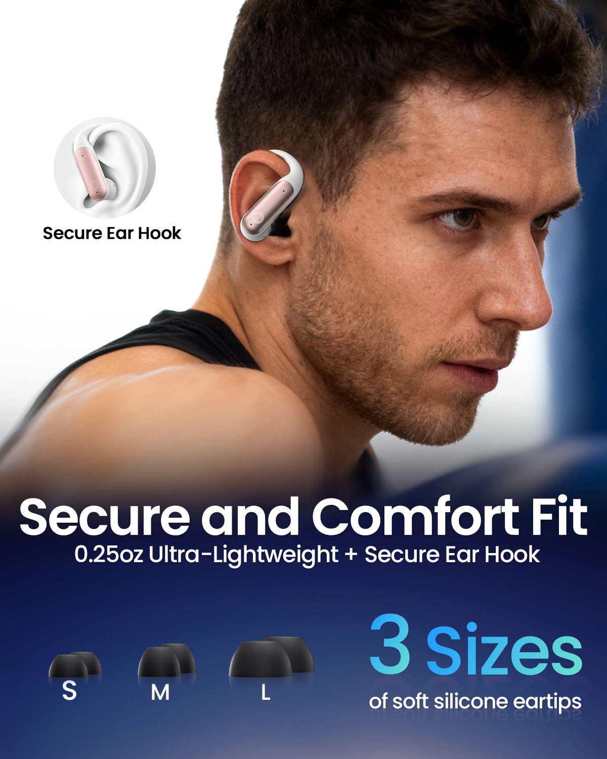 LEEMC Wireless Earbuds, Bluetooth Headphones 6.0, Ear Buds with Touch Screen, ANC ENC Noise Cancelling, 40H Bass Stereo Sound Over-Ear Earphones for iOS, Android, Sports,Workout, Rosegold
