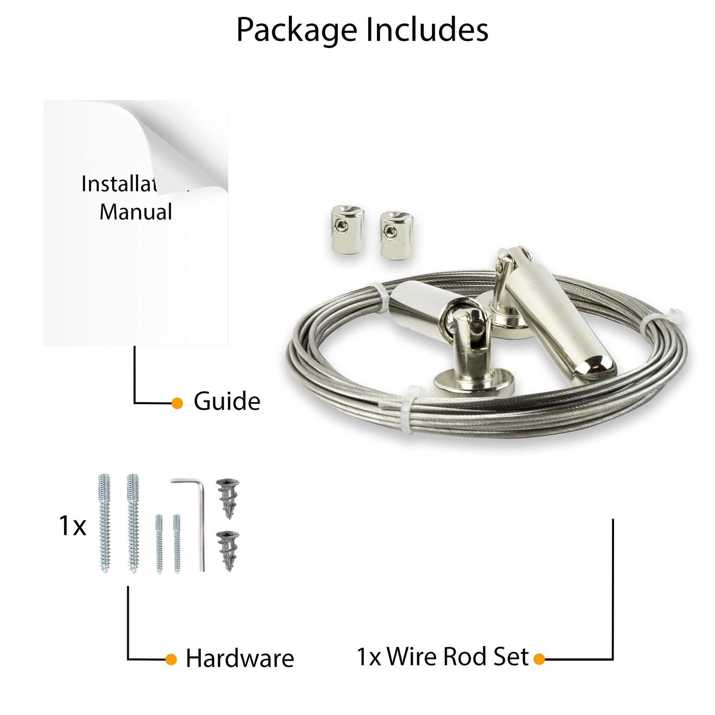 Wallniture Curtain Drape Wire Rod Set for Tapestry, Kids Crafts, Wall Decor Picture Hanging Kit