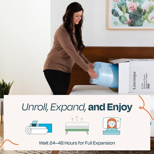 Linenspa Memory Foam Mattress Topper - 2 Inch Gel-Infused Cooling Comfort | California King Size