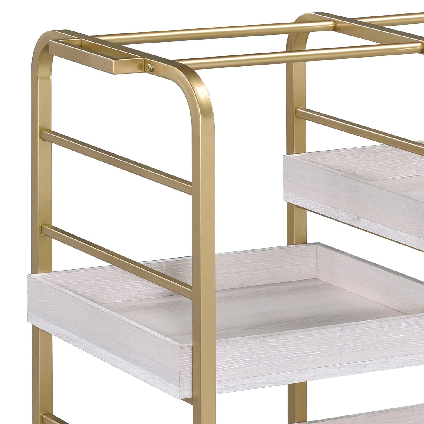 Gold & White Washed Finish Serving Cart