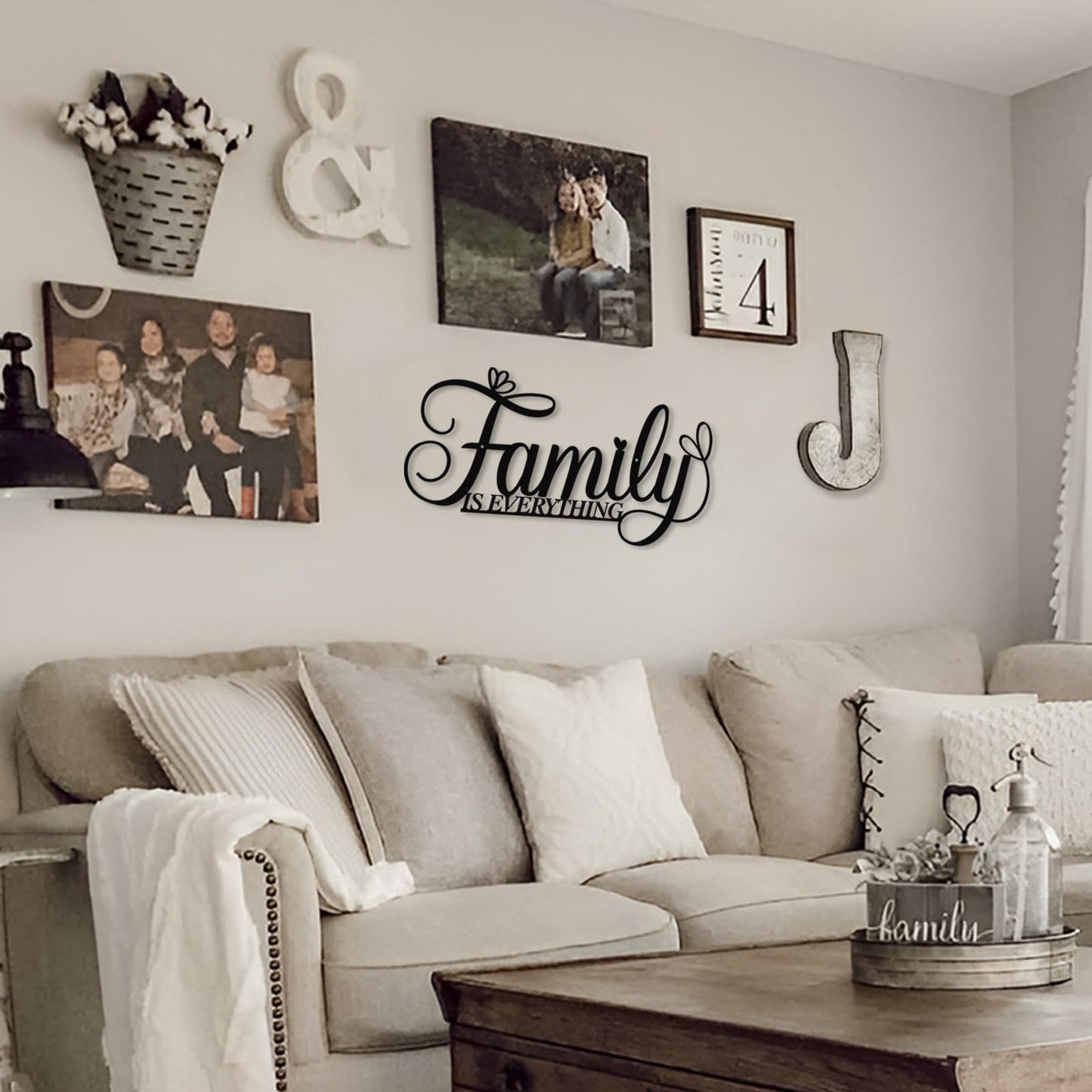AHYS Family Wall Decor Rustic Metal Family Signs for Farmhouse Home Living Room Bedroom Decor (Everything)