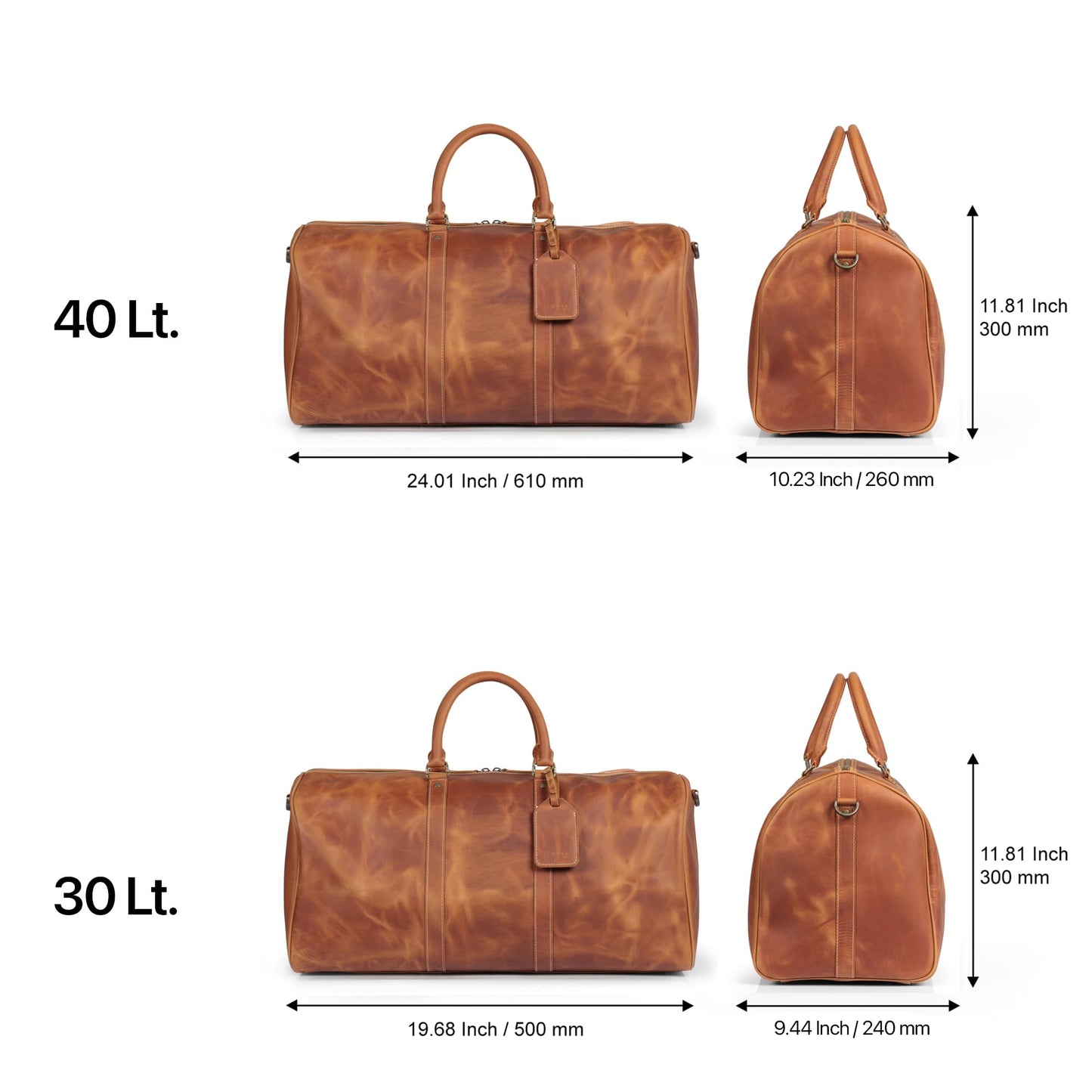 Londo Genuine Top Grain Leather Duffle Bag - Vintage Retro Travel Bag Overnight Weekender Bag Carry on Luggage Bag with Adjustable Shoulder Strap & Interior Pocket - Stylish Gym Bag for Men & Women