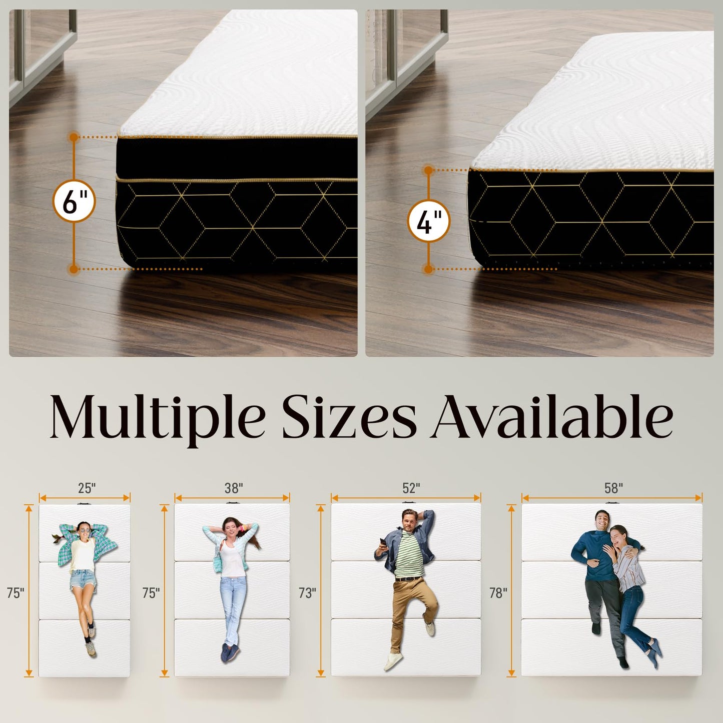 GEMBED Tri-Fold Memory Foam Mattress Queen - 4 Inch Portable Folding Mattress with Handle & Washable Cover, Floor Bed with Non-Slip Base, Space-Saving for Room, Travel, Guest Bed, RV, 78"x58"x4"
