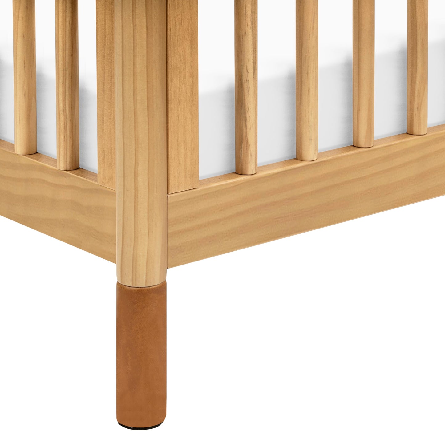 Babyletto Gelato 4-in-1 Convertible Crib with Toddler Bed Conversion in Honey with Vegan Tan Leather Feet, Greenguard Gold Certified