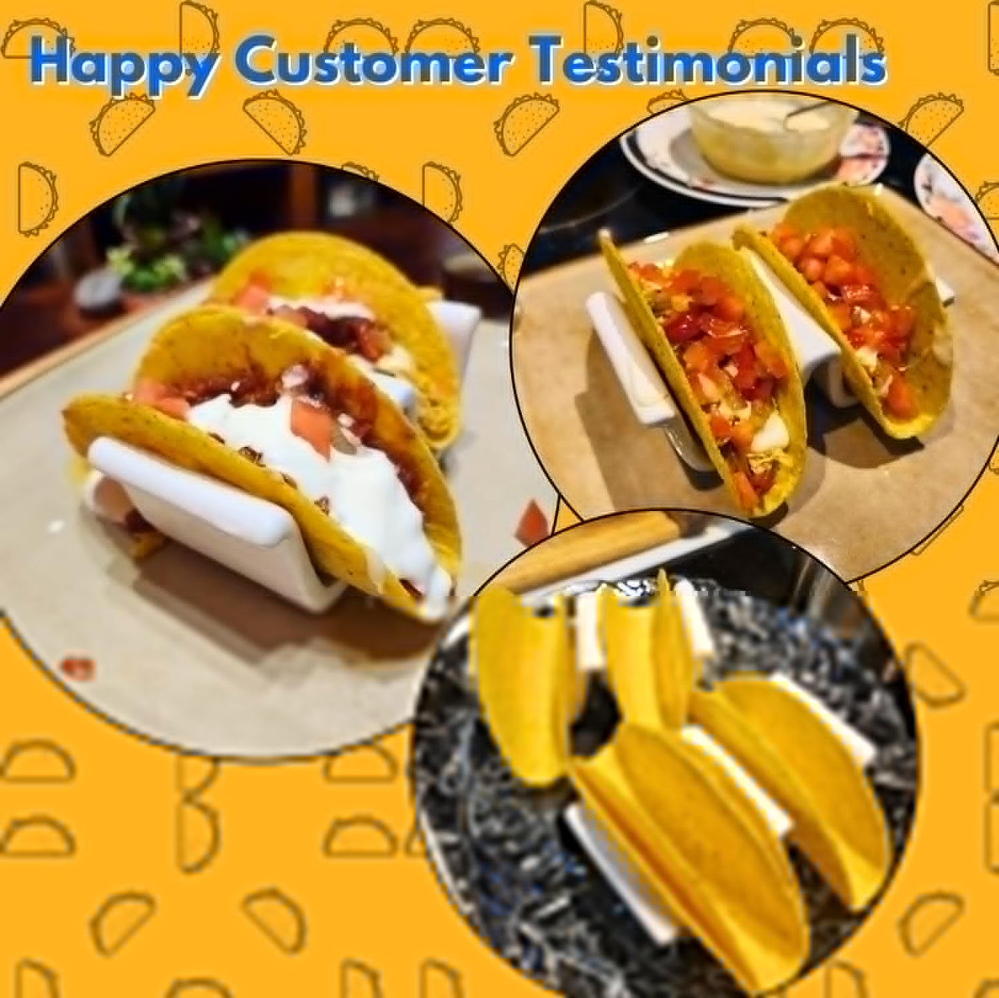 HolaTasty Taco Shell Holder Ceramic, Taco Gifts for Thanksgiving Christmas - Taco Holders Set of 2, Dual Taco Stand for Plates - Hold Street/Hard Shells, Mini Taco Night Accessories for Taco Lovers