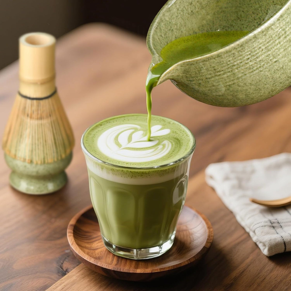 Skiennix Matcha Whisk Set - Complete 5-Piece Kit with Ceramic Bowl, Bamboo Chasen & Sifter