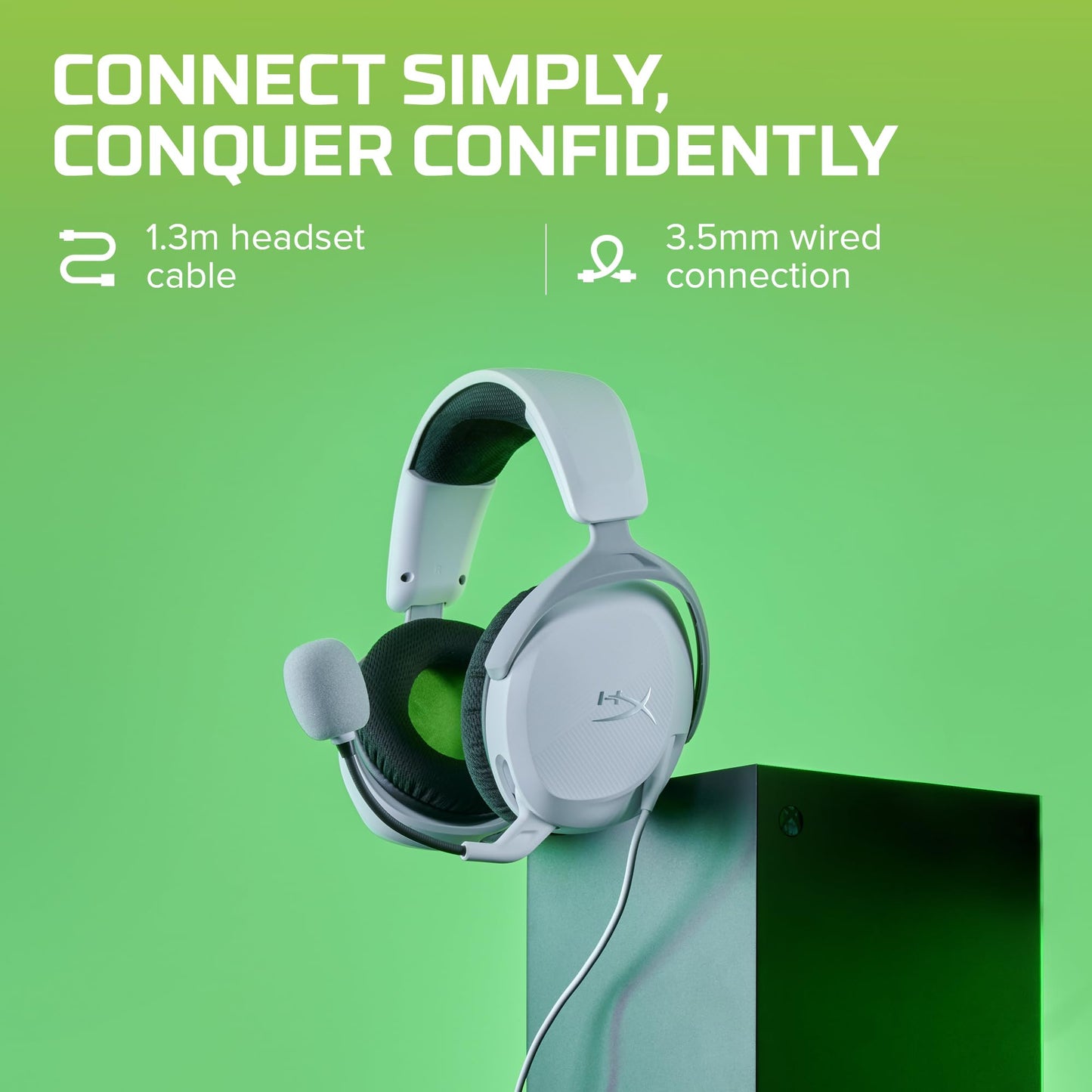HyperX CloudX Stinger 2 Core - Gaming Headset for Xbox, Lightweight Over-Ear headsets with mic, Swivel-to-Mute Function, 40mm Drivers - White