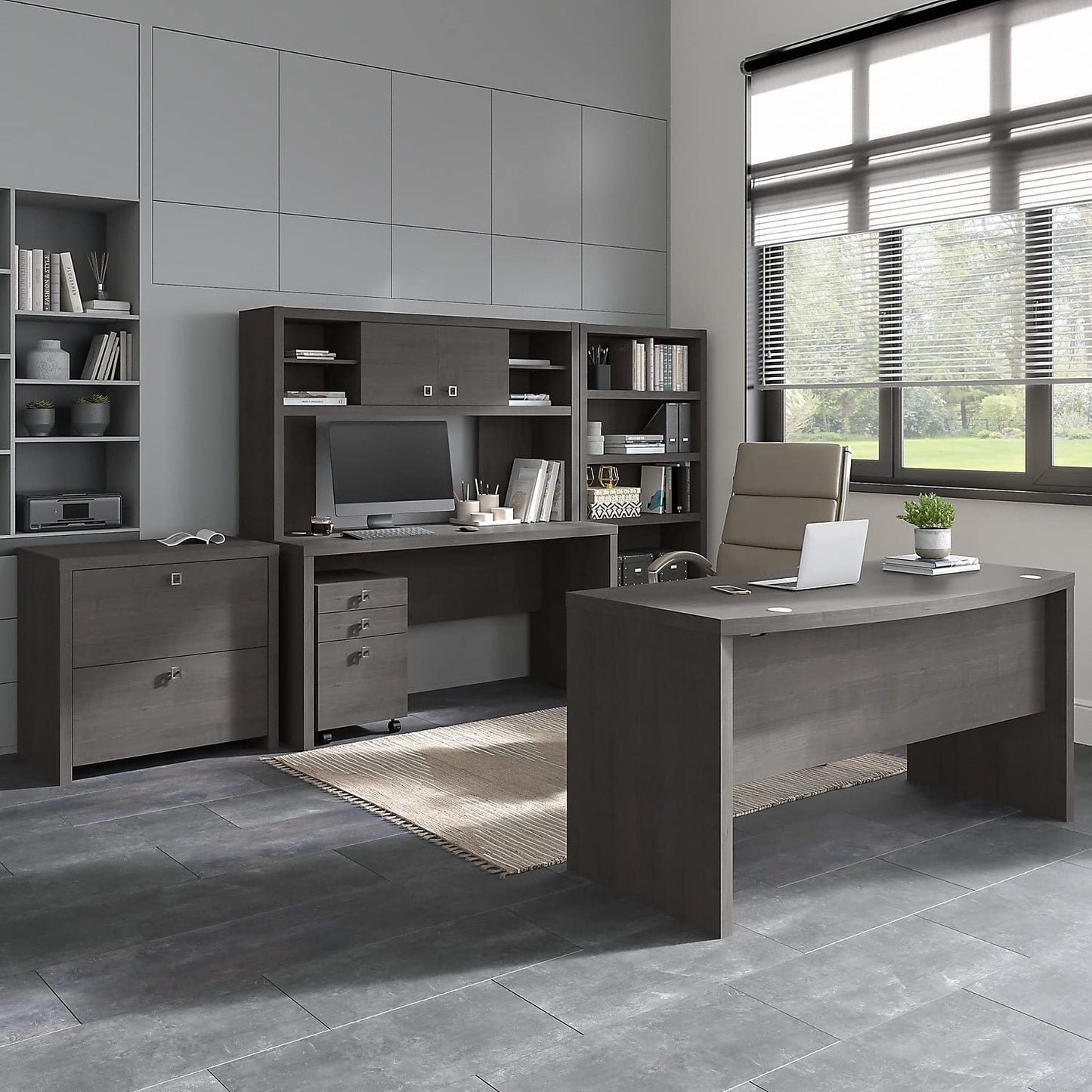 Bush Business Furniture Echo 3 Drawer Mobile File Cabinet in Charcoal Maple