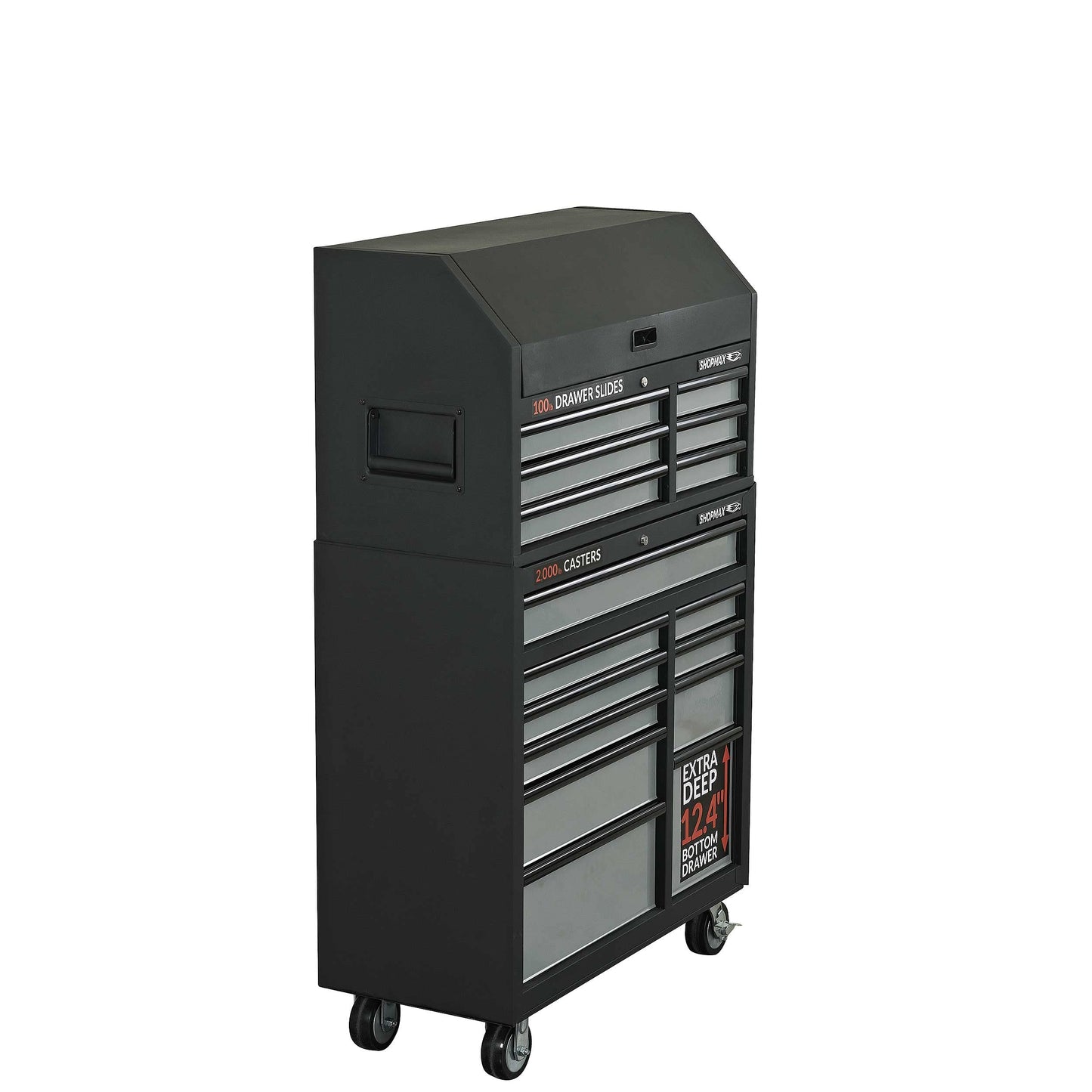 SHOPMAX 41″ 16-Drawer Tool Chest and Rolling Cabinet Combo, Black, (94106R2-10S7)