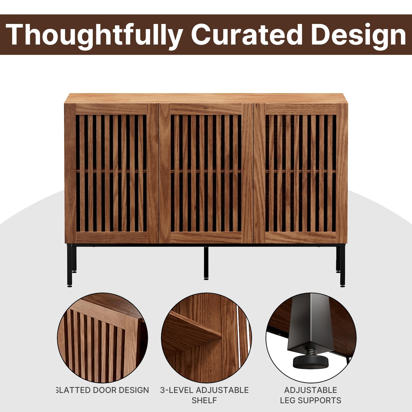 BVIUNTWO Set of 2,3 Door Accent Storage Cabinet with Doors and Adjustable Shelf,Freestanding Buffet Cabinet,Modern Sideboard Buffet Cabinet for Living Room,Dining Room,Kitchen,Hallway