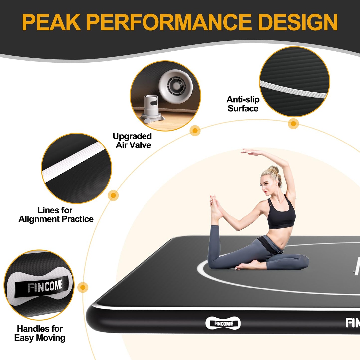 FINCOME Inflatable Wrestling Mat 16ft/13ft/10ft, 4" Thick Foldable Jiu Jitsu Mats Wrestling Mats for Home Outdoor Indoor, Waterproof PVC Mat for Gymnastics, BJJ, MMA, Grappling, Judo, Boxing, 10ft*10ft*4inch