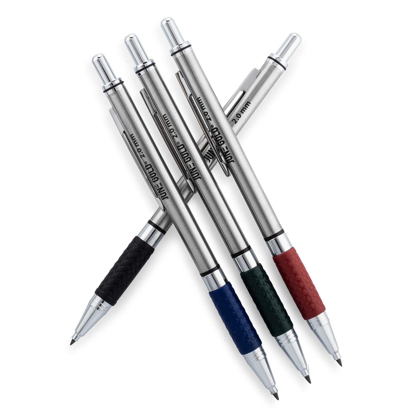 June Gold 4 Pro 2.0 mm Mechanical Pencils, 36 Colored Refills, 36 2B Refills, 36 4B Refills, 2 Sharpeners, 2 Smudge Resistant Erasers, Built in Sharpeners & Soft Non-Slip Grip on Each Pencil