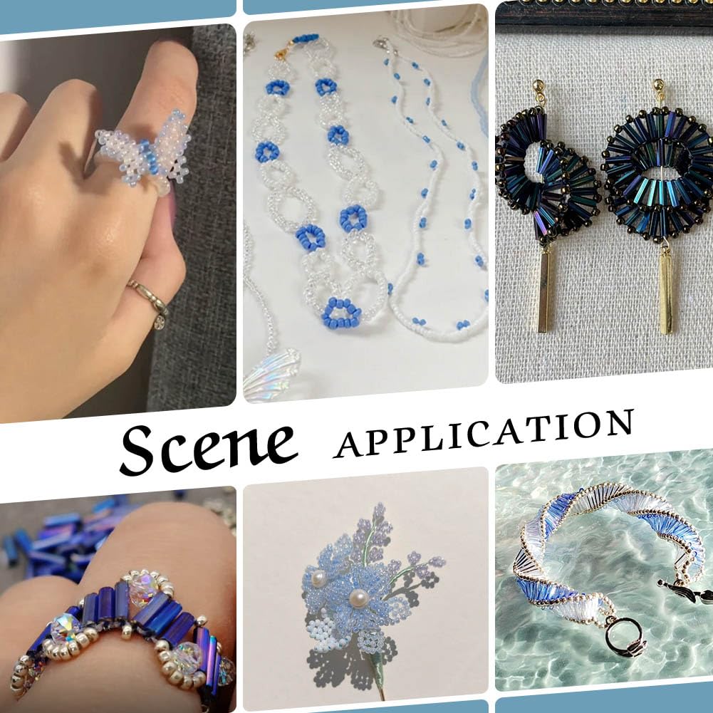 PH PandaHall 14 Colors 5944pcs Blue Series Seed Beads Kit 2~4mm 4052pcs Round Glass Beads 3~12x1.8~2mm 1892pcs Bugle Beads Tube Spacer Beads Loose Beads for Bracelet Necklace Jewelry Making