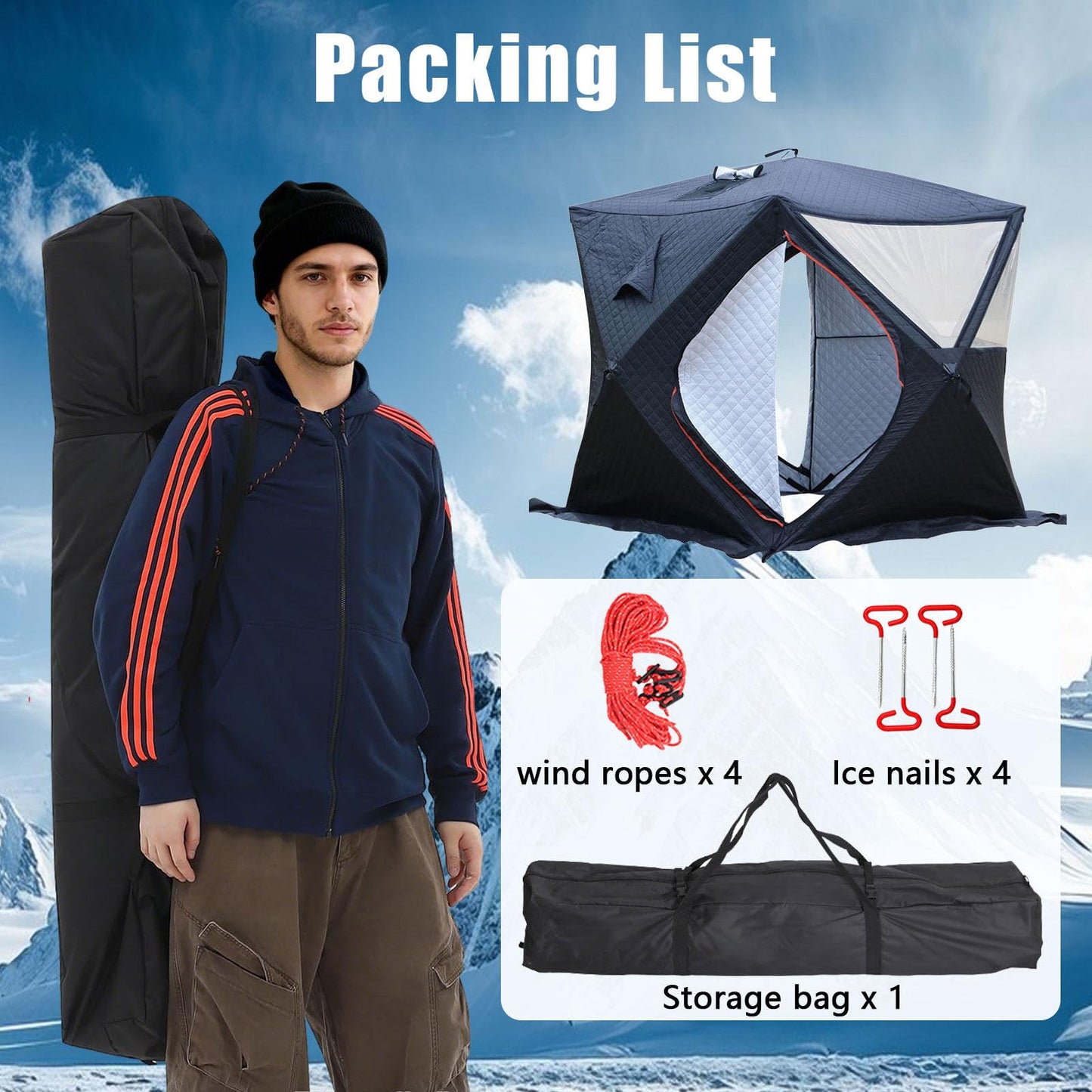 WACLMOTAKE 3-5 Person Portable Sauna Tent - Foldable Insulated Personal Spa Steam Ice Fish Tents with Stove Jack for All Weather Camping or Home, Easy Setup with Carrying Bag Sauna-Tent-1.8m