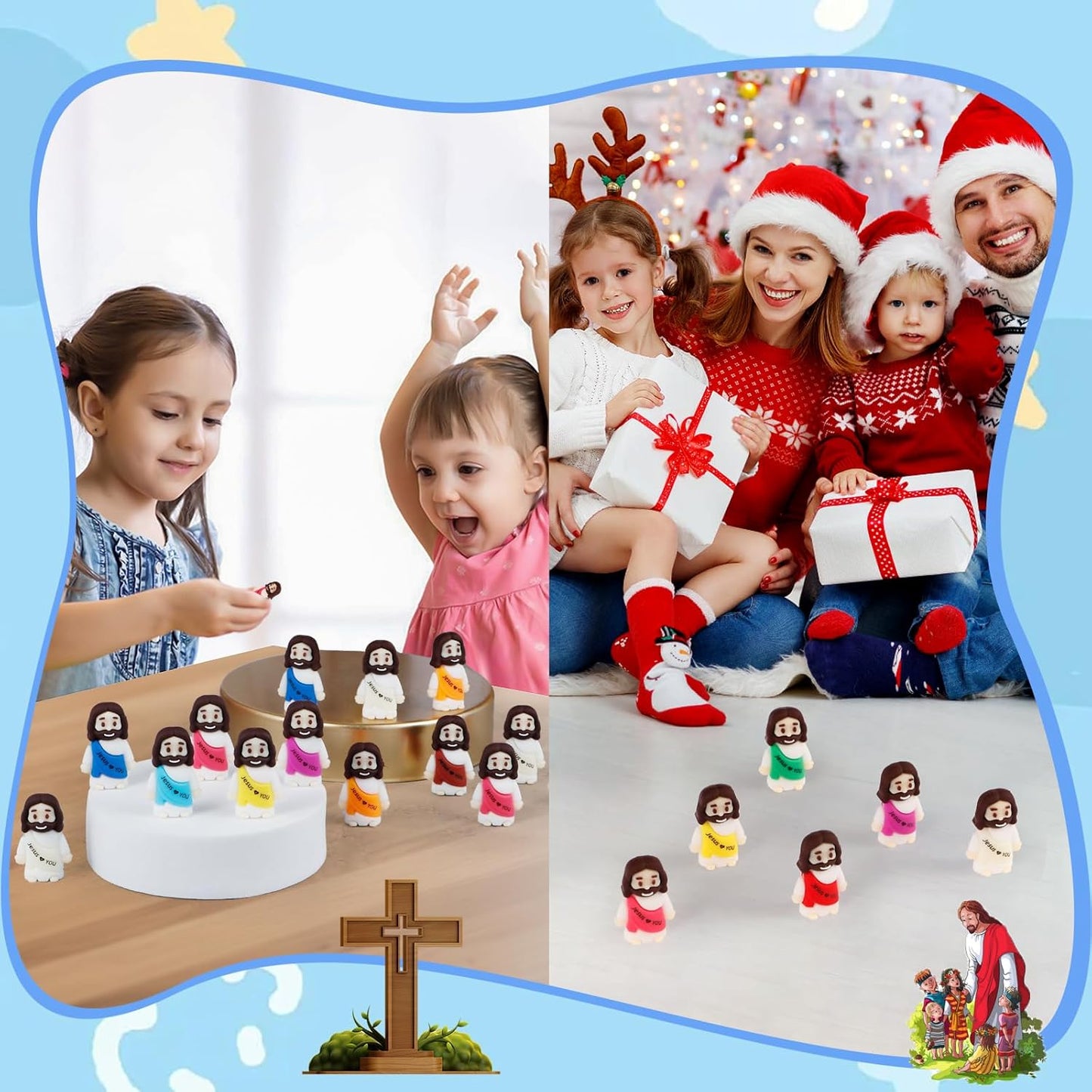 Skiennix 200PCS Mini Jesus Figurines - Colorful Tiny Religious Gifts for Easter Egg Stuffers