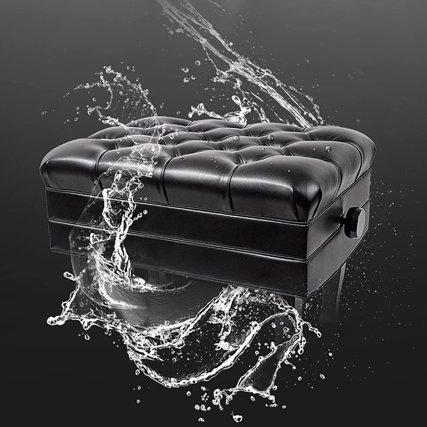 EliteBloom Luxury Leather Piano Bench with Height Adjustable Padded Seat and Waterproof Cushion Piano Stool with Solid Flip Top for Extra Music Storage,