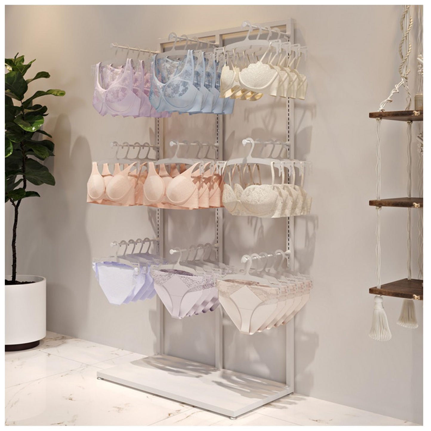 Clothing Store Garment Rack Lingerie Display Stand, Boutique Retail Underwear Organizer Rack Handbag Holder, Multifunctional Panties Bra Gloves Socks Commercial Shelves, Swimsuit Beachwear H