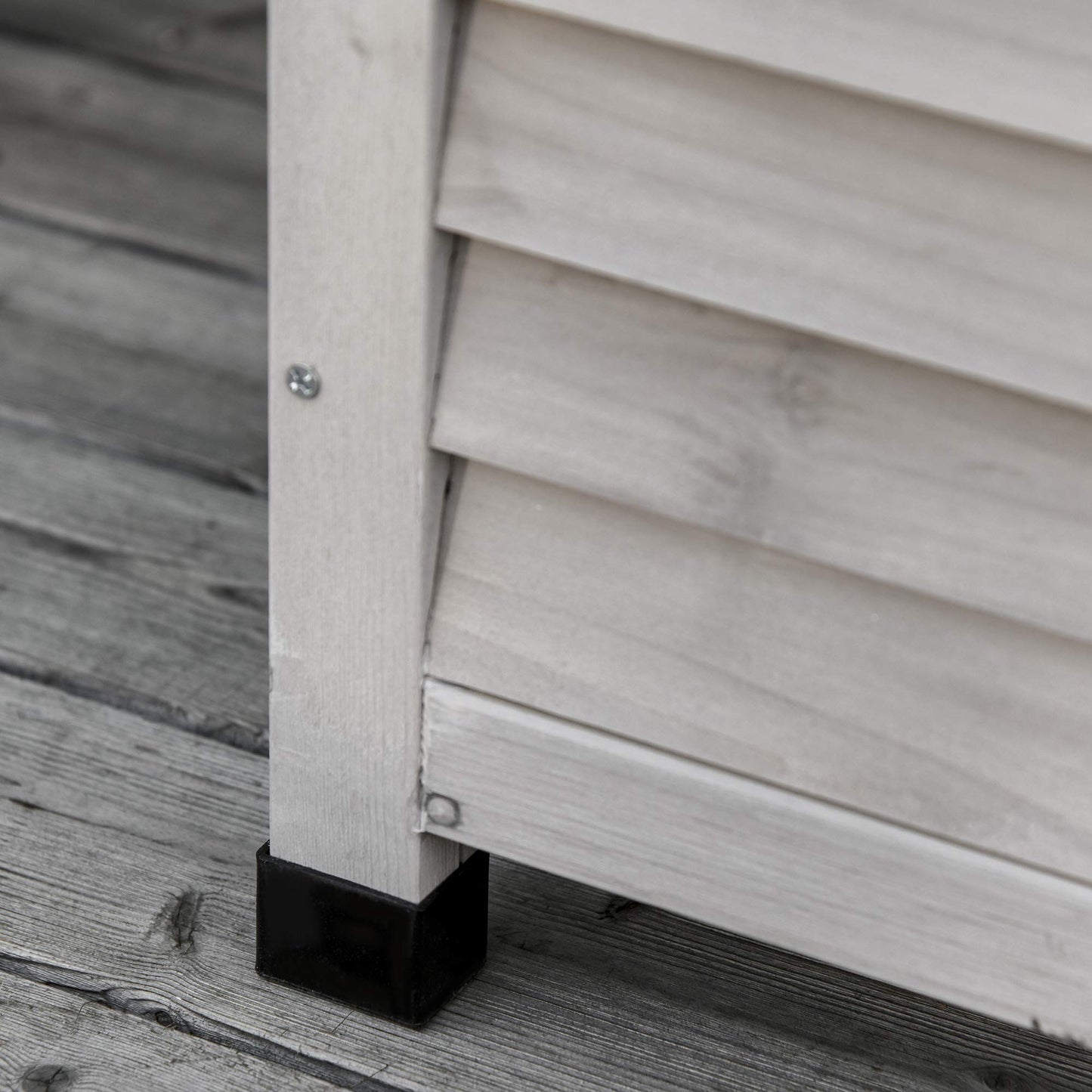 Havemies 75 Gallon Wooden Deck Box, Outdoor Storage Container with Aerating Gap & Weather-Fighting Finish, Grey