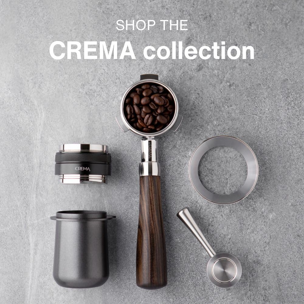 CREMA Coffee Products 53.3mm Hand Tamper & Coffee Distributor | Compatible with Breville Portafilters | Double-Sided, Adjustable Depth Tool | Made with Durable 304 Stainless Steel | Silver