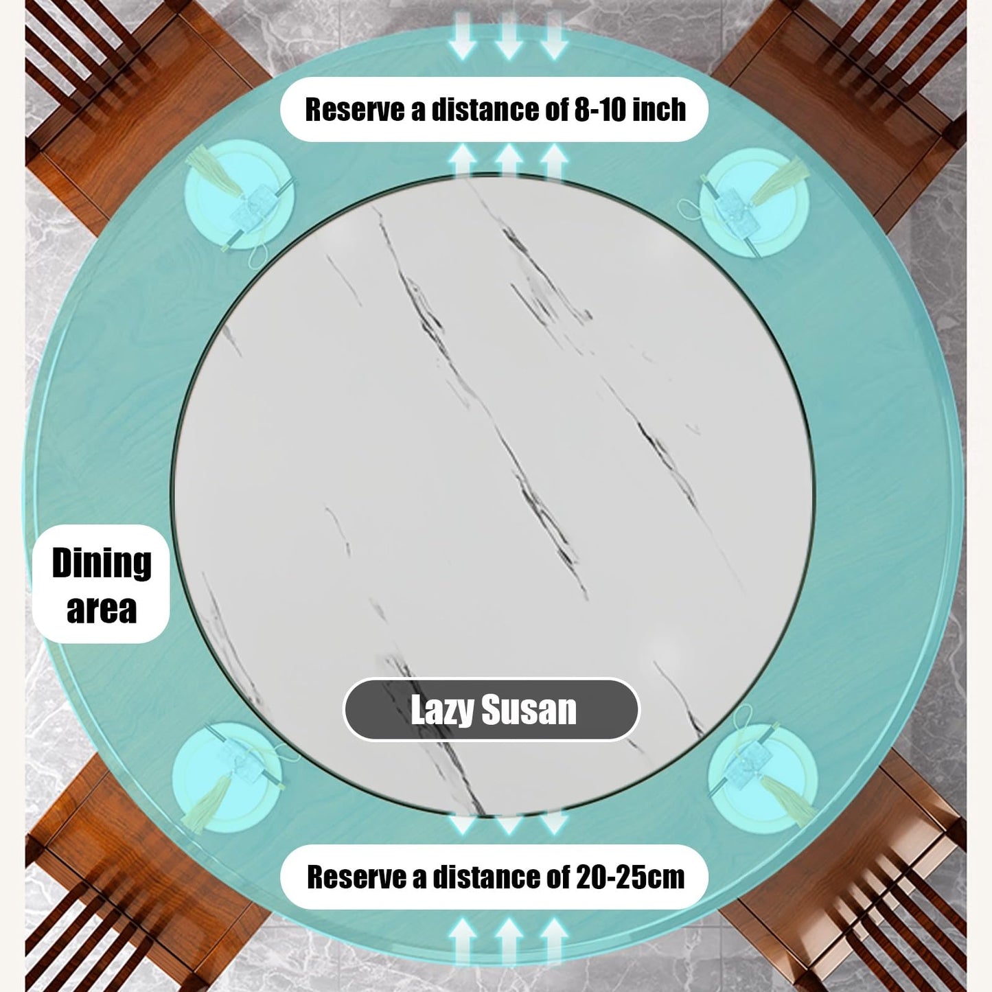 Wood Lazy Susan Rotating Turntable Organizer, Non Skid Kitchen Tray for Cabinet - 43 48 53 58 63 68cm, 73 78 83 88 93 98cm Round Charcuterie Board for Pantry, Countertop