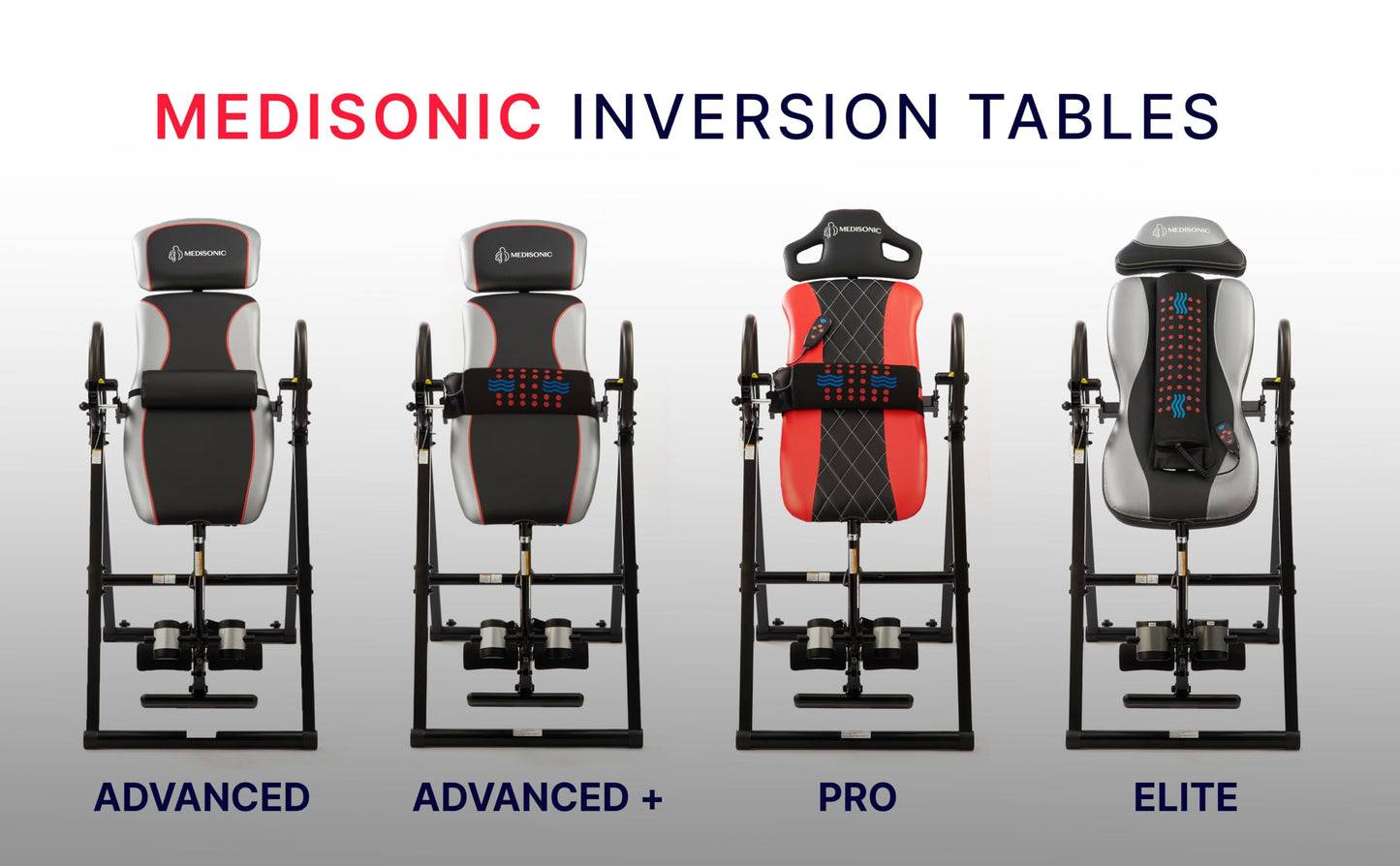 MediSonic Elite Inversion Table with Adjustable & Removable Lumbar Pad, Comfortable Ankle Security Cups, Multiple Inversion Angles, Heavy-Duty Frame, 300 lb Capacity, Gray