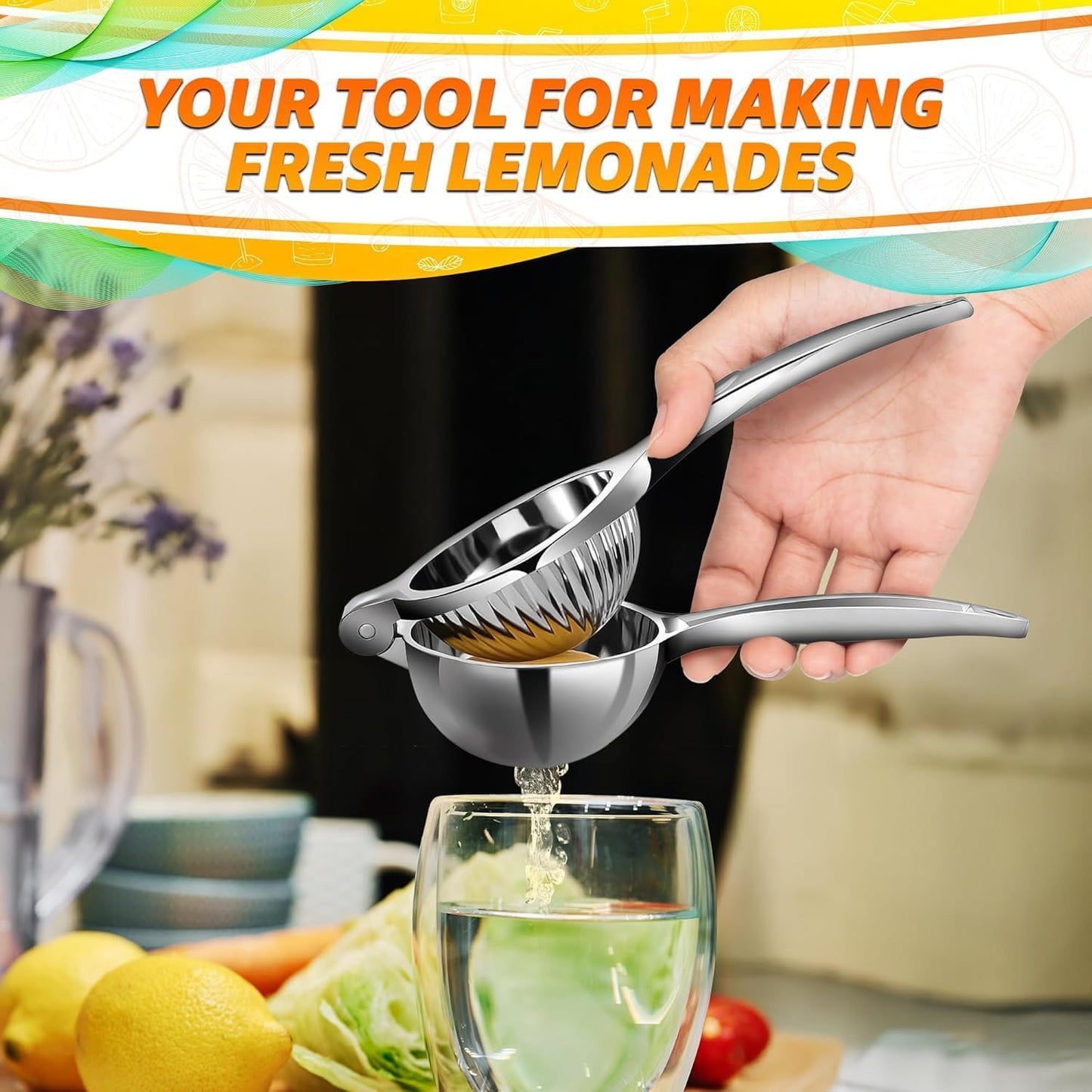 Stainless Steel Lemon Squeezer – Lemon Juicer Squeezer Manual Citrus Juicer | Dishwasher Safe Citrus Press | Corrosion-Resistant | Effortless Maximum Juice Extraction for Lemons, Limes, Oranges & More