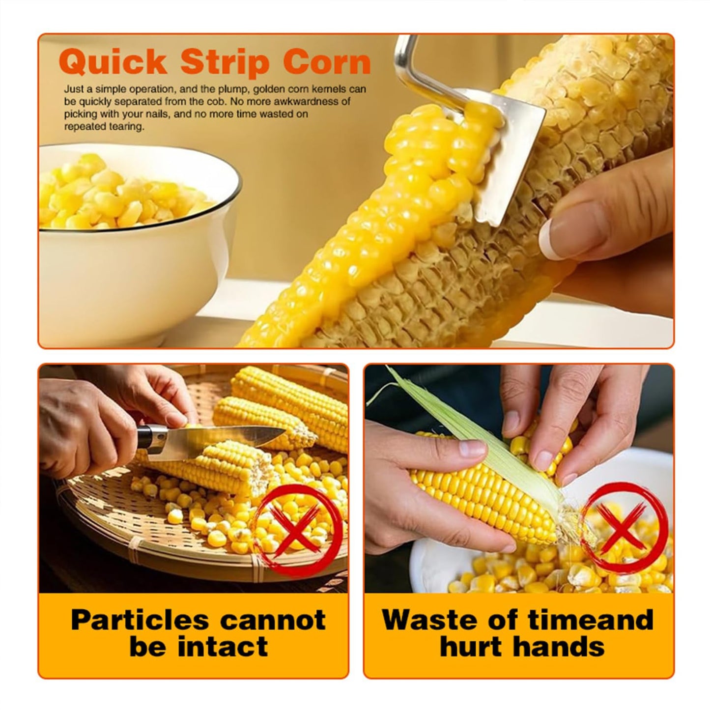 Corn Peeler For Corn On The Cob,2025 Upgrade Sawtooth Corn Cob Stripper Tool ,Ergonomic Design Ideal Tool For Long Handle Stainless Steel Corn On the Cob Stripper Tool (Silver, 1pack)