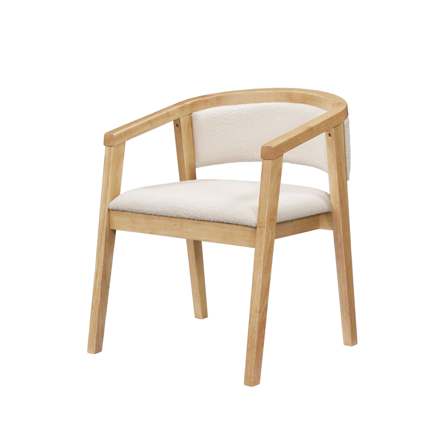 Christopher Knight Home Yunara Comfy Boucle Upholstered Dining Chairs Set of 2, Wooden Kitchen Chair with Curved Open Backrest, Mid Century Modern Living Room Chairs Set of 2, Beige + Oak