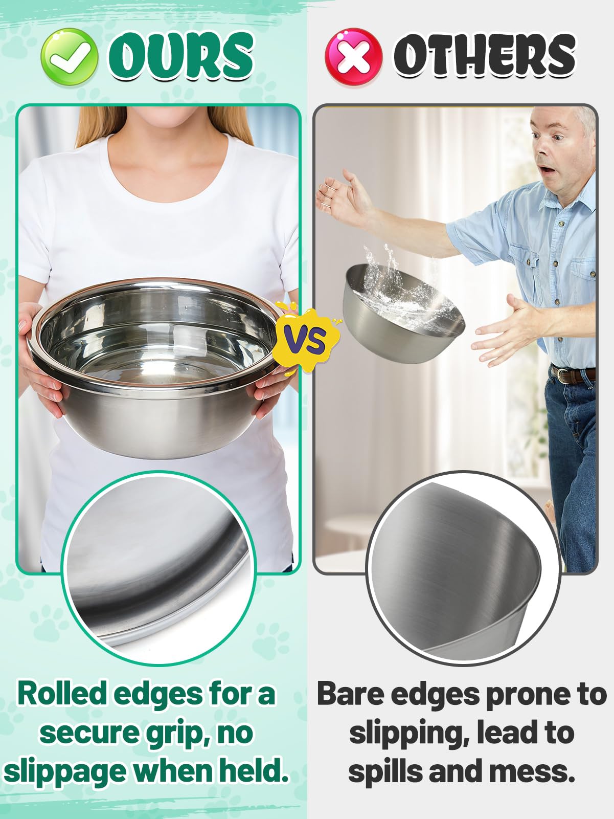 2pcs 1.3 Gallons Large Dog Water Bowl - Rustproof Stainless Steel Dog Bowls, Easy to Clean Metal Food Bowl for Medium Large Dogs Indoor Outdoor