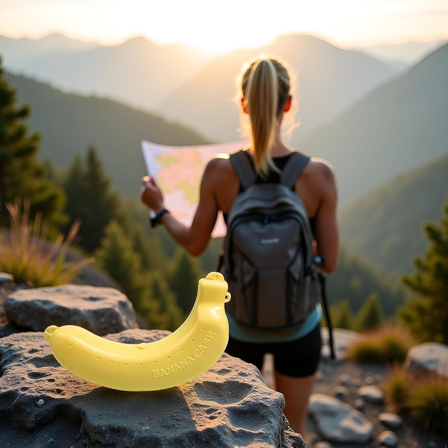 ZGLUZP 2 Pcs Yellow Banana Storage BPA-Free Outdoor Travel Case,Keep Fresh Banana Keeper and Protector, Cute Banana Carrier Storage Box for Picnic Camping,Food Containers,Container Sets