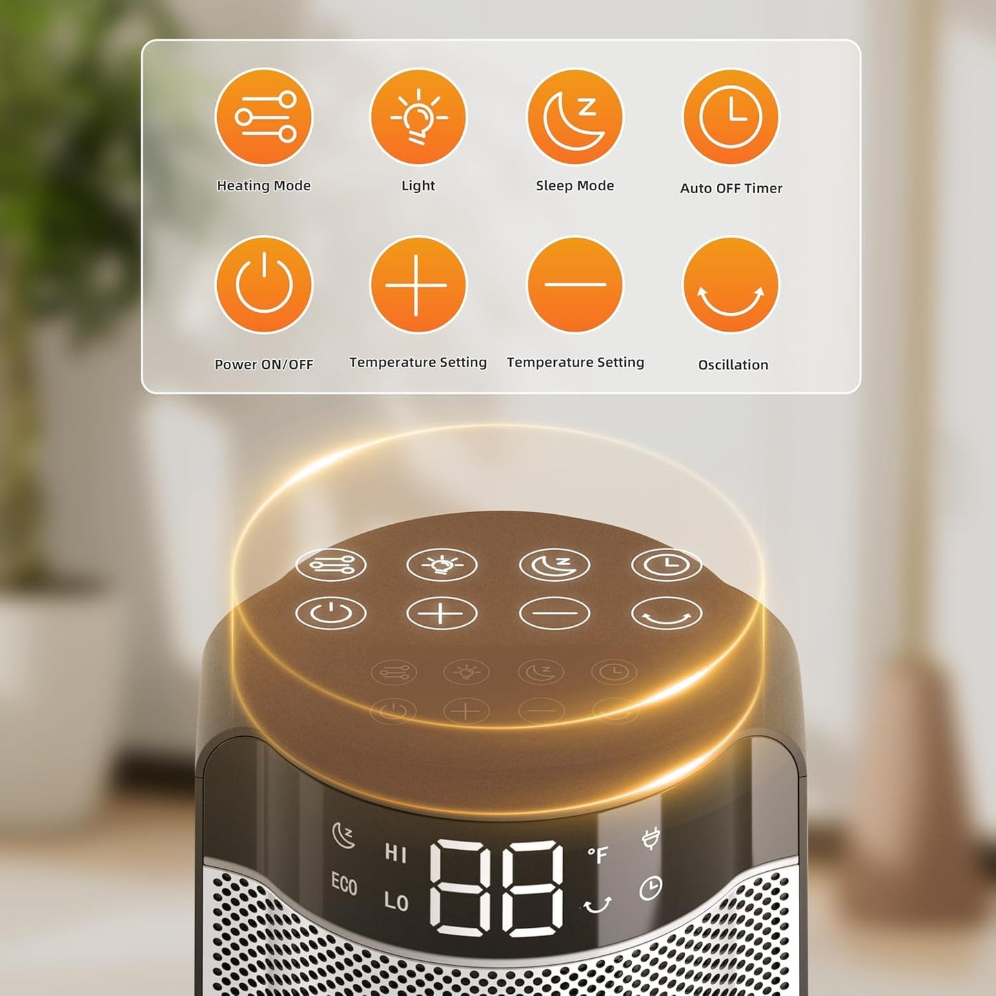 Space Heaters for Indoor Use Large Room, 70 ยฐ Oscillation, Fast Heating Ceramic Electric with Digital Thermostat, Remote Control, 1-12H Timer, Overheat Protection, Safety Heater for Bedroom