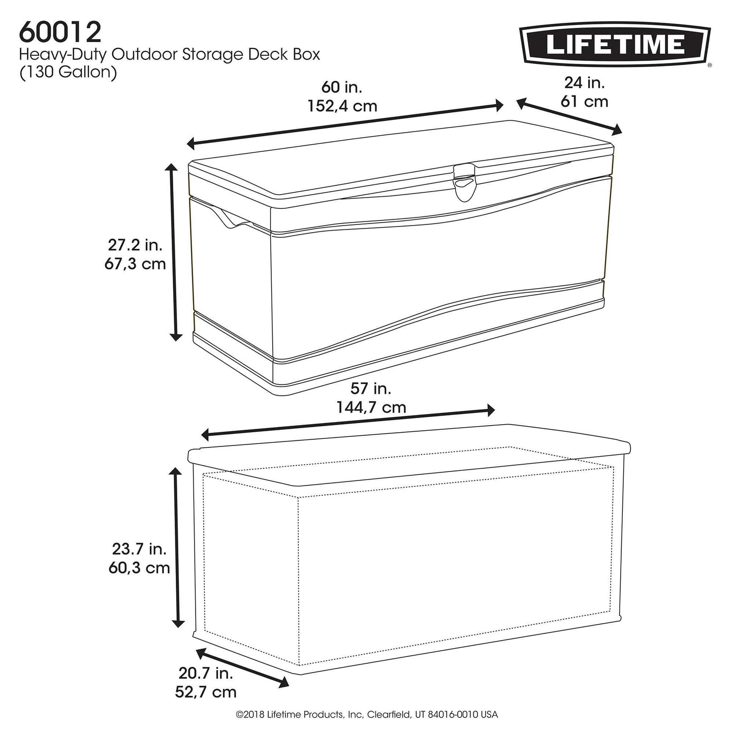 Lifetime 130 Gallon Plastic Deck / Outdoor Storage Box 60040 supplier_id_shedsforlessdirect it#190221651440237