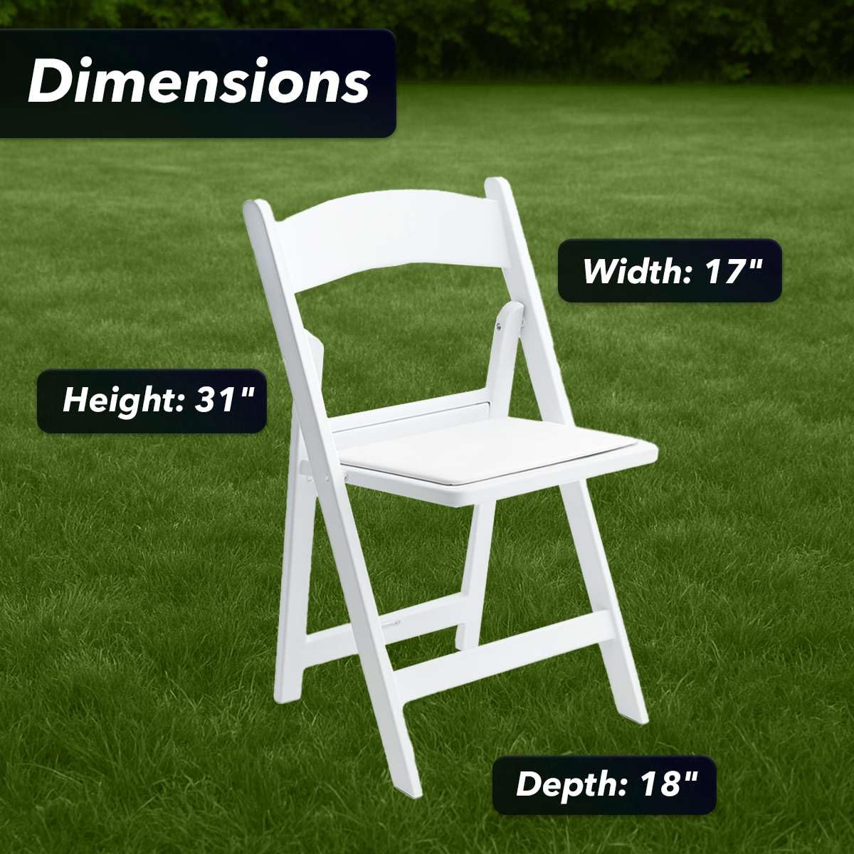 SunSierra 8 Pack, White Resin Folding Chairs with Vinyl Seat, Commercial-Grade Event Seating for Weddings, Parties, Picnics, Indoor/Outdoor Use - Durable & Foldable Design