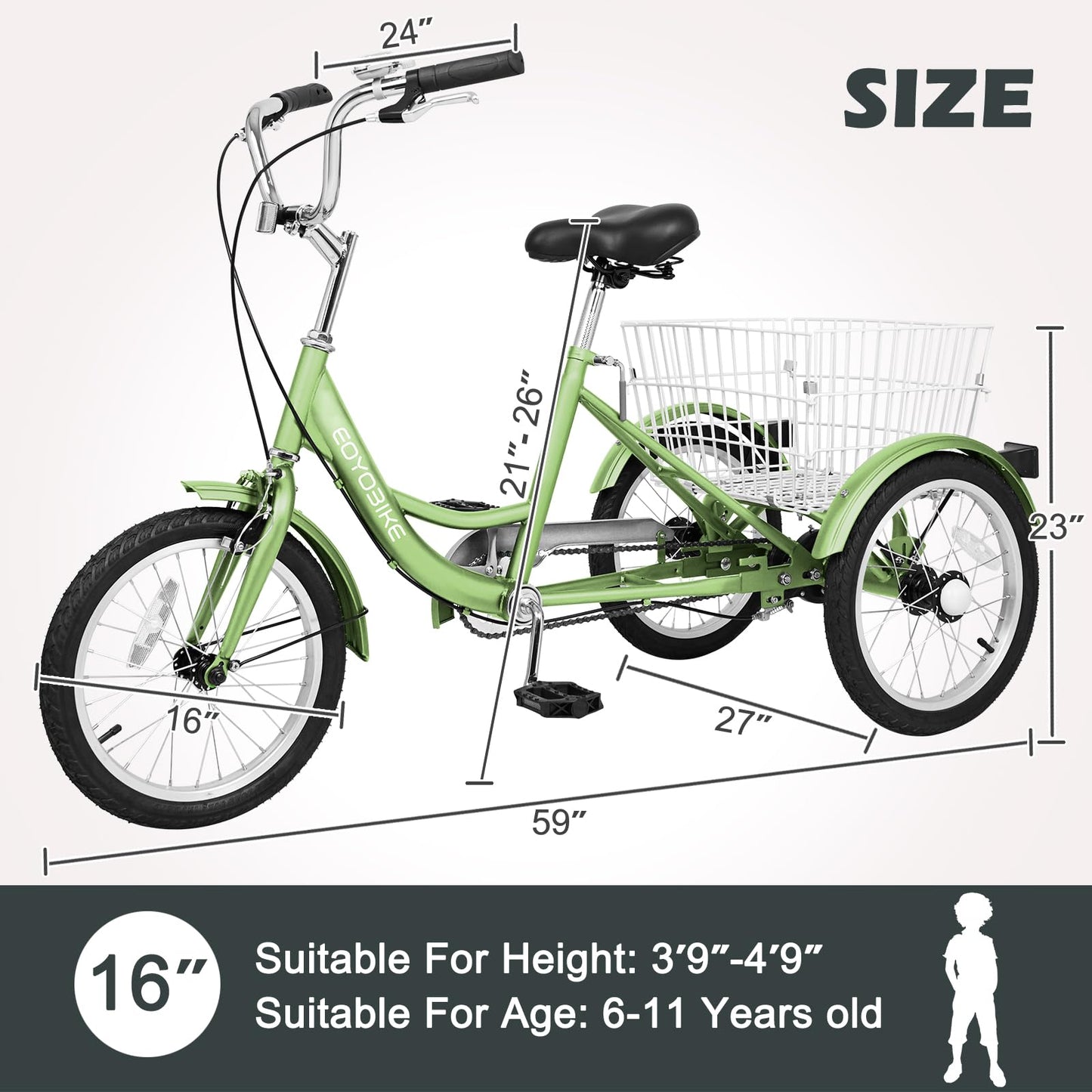 H&ZT Adult Tricycle, 3 Wheeled Bike, Trike Cruiser Bike, with 7-Speed Gear, Parking Brake Handle, Low Step, Large Rear Basket, Elderly Friendly, for Men, Women, and Teens
